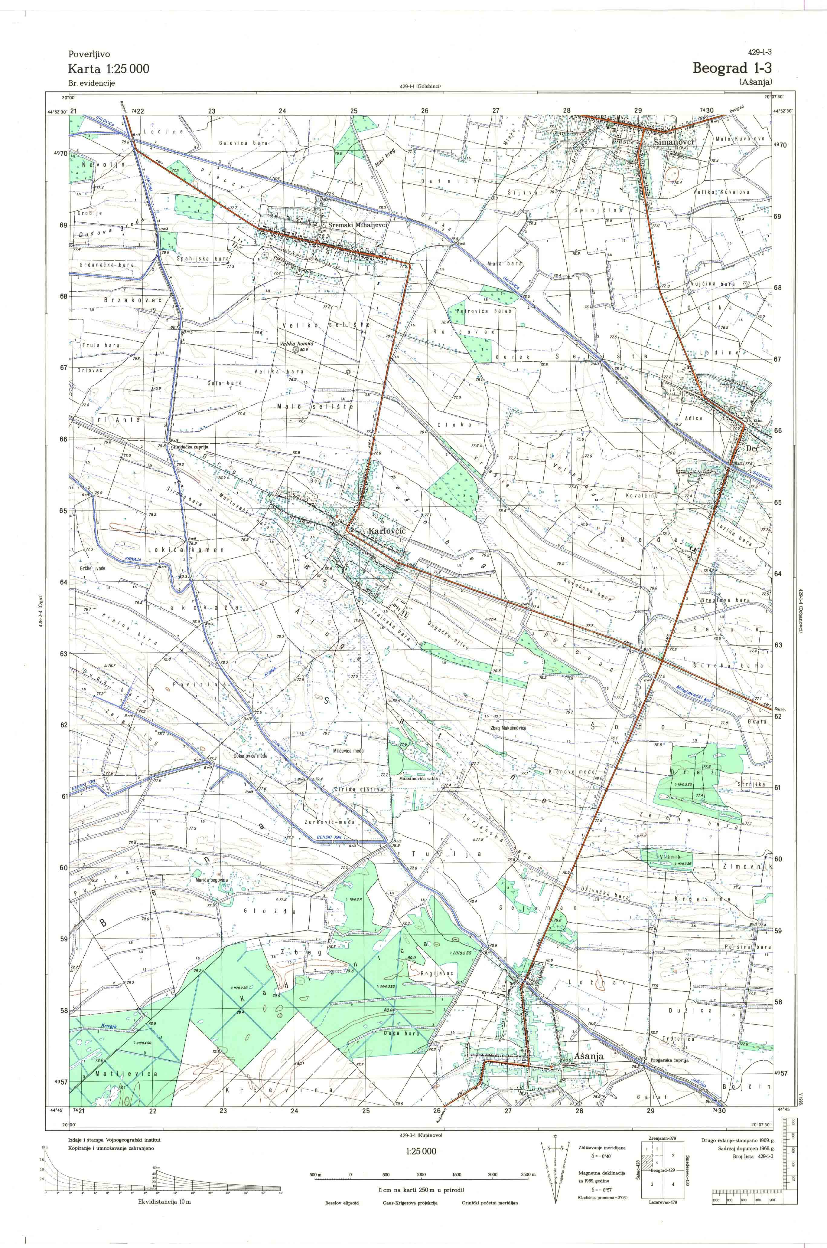  topografska karta srbije 25000 JNA  Beograd