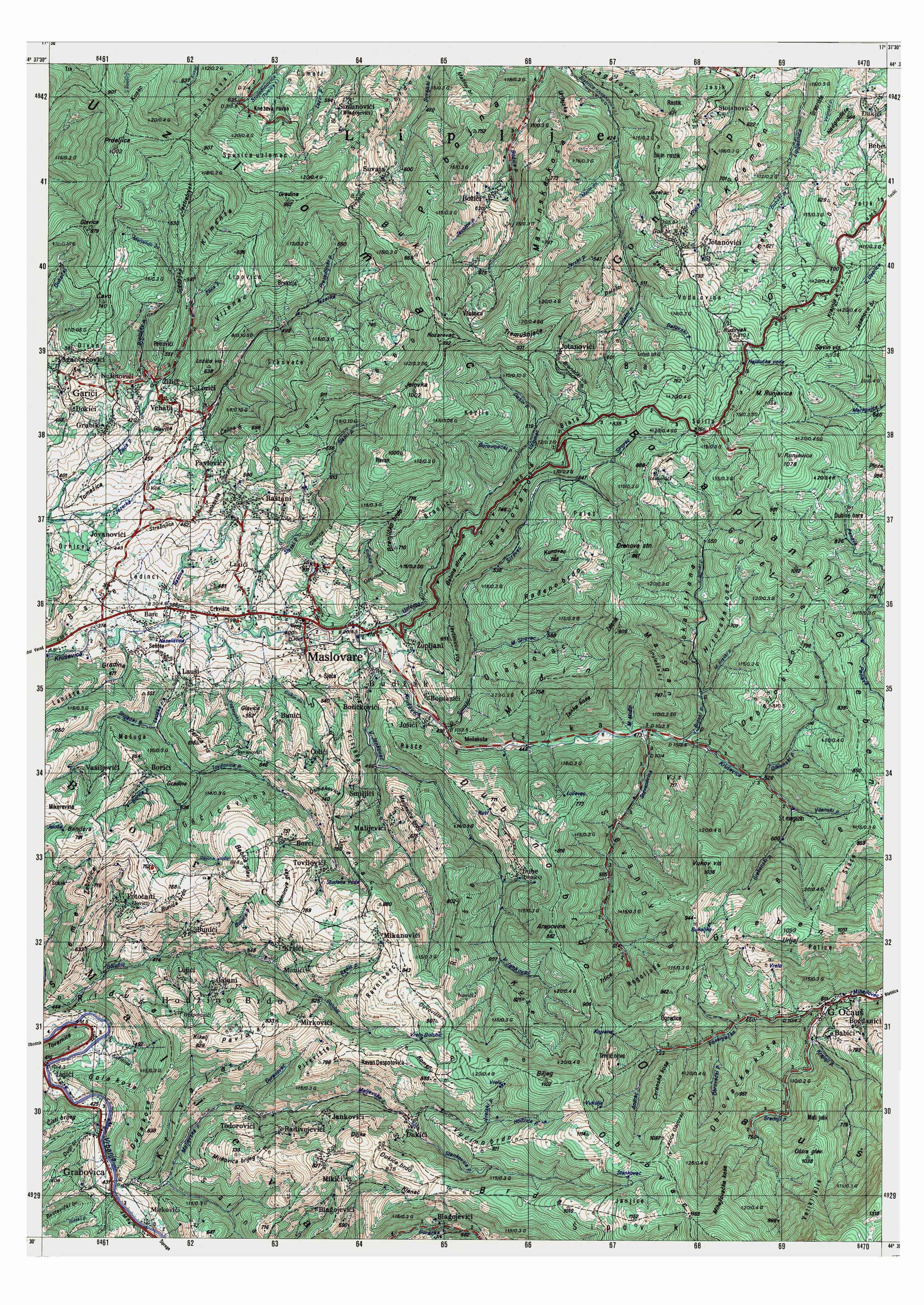  topografska karta BiH 25000 JNA  maslovare