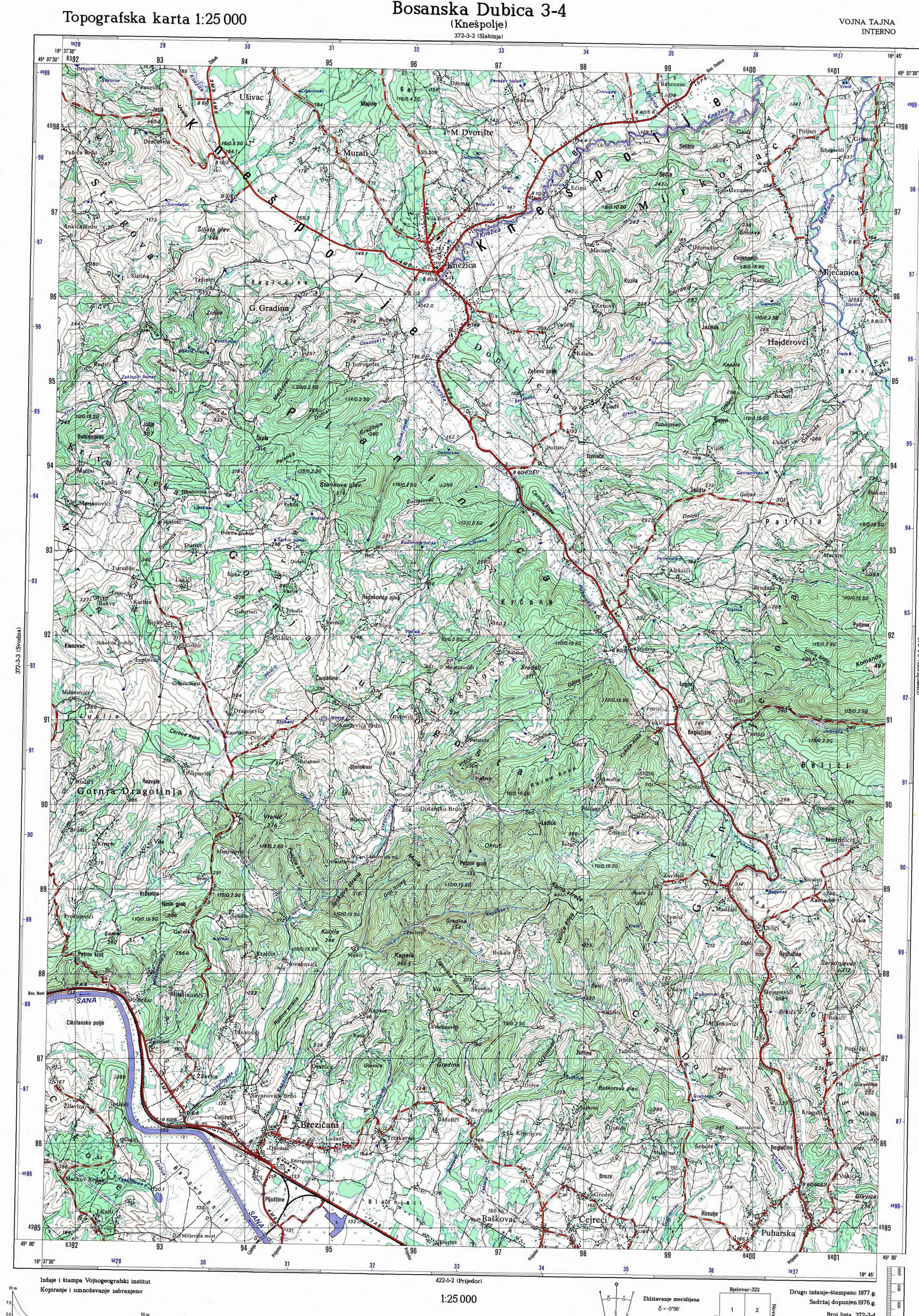  topografska karta BiH 25000 JNA  Dubica