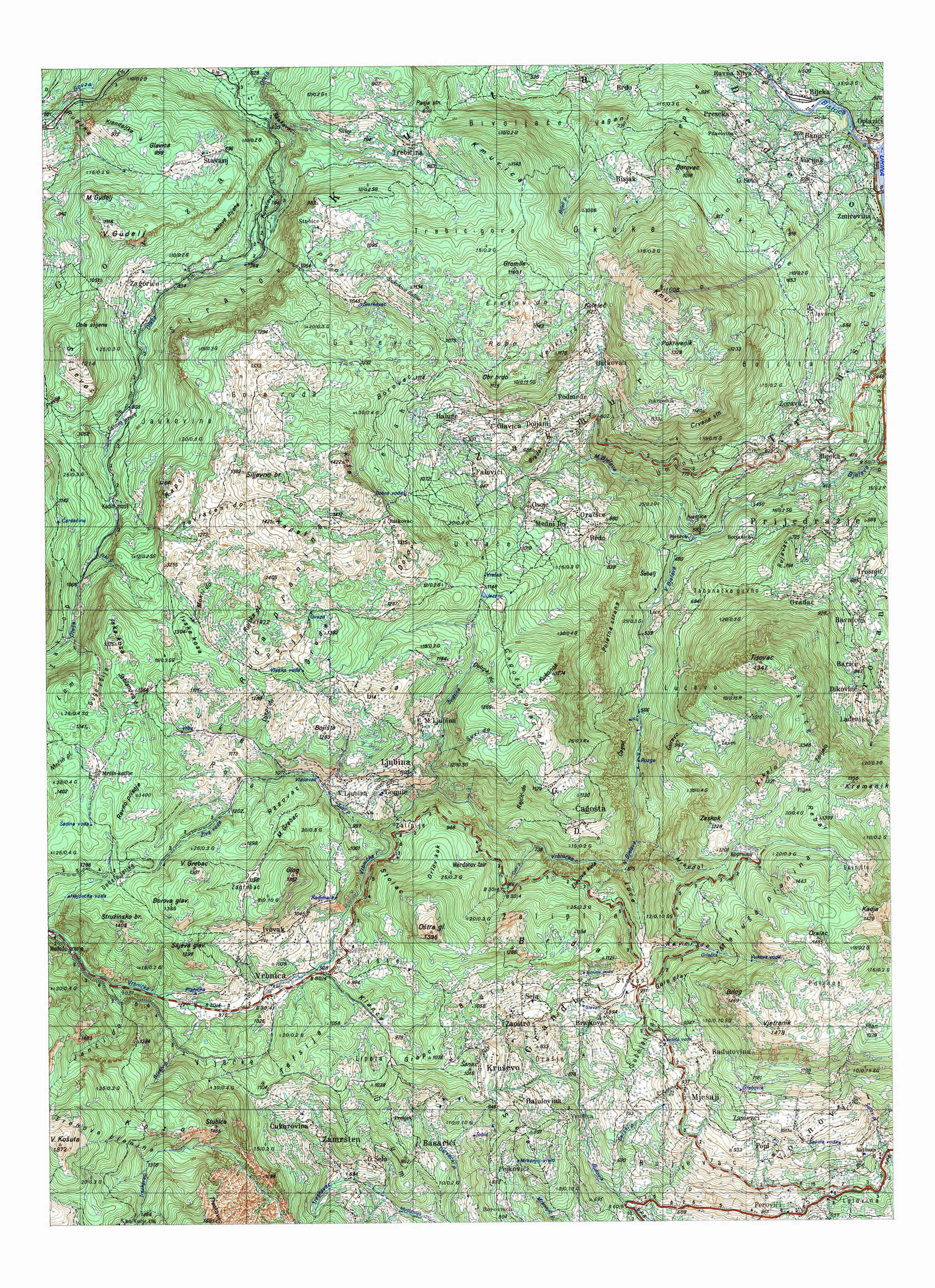  topografska karta srbije 25000 JNA  dedevo