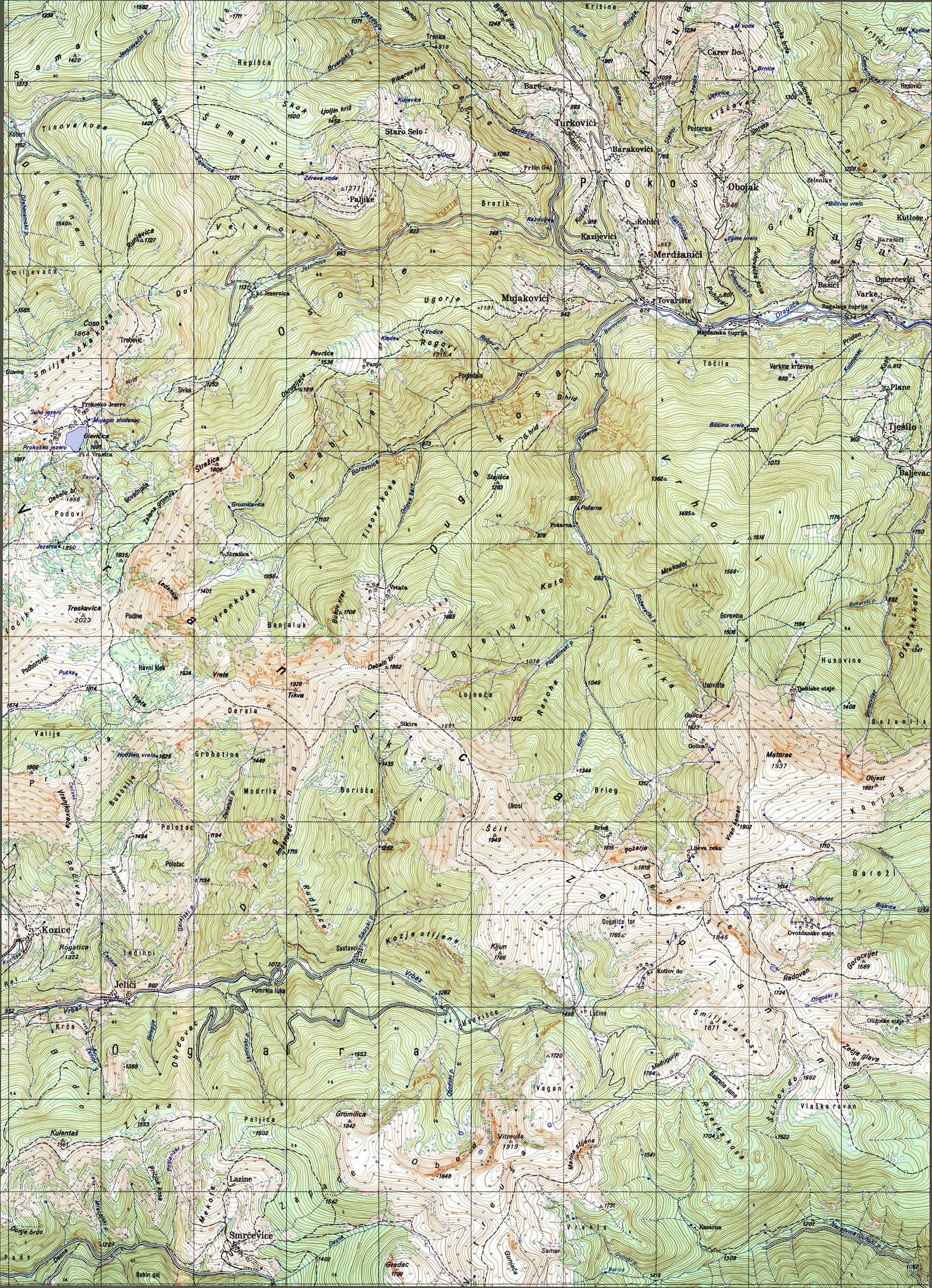  topografska karta BiH 25000 JNA  prokos