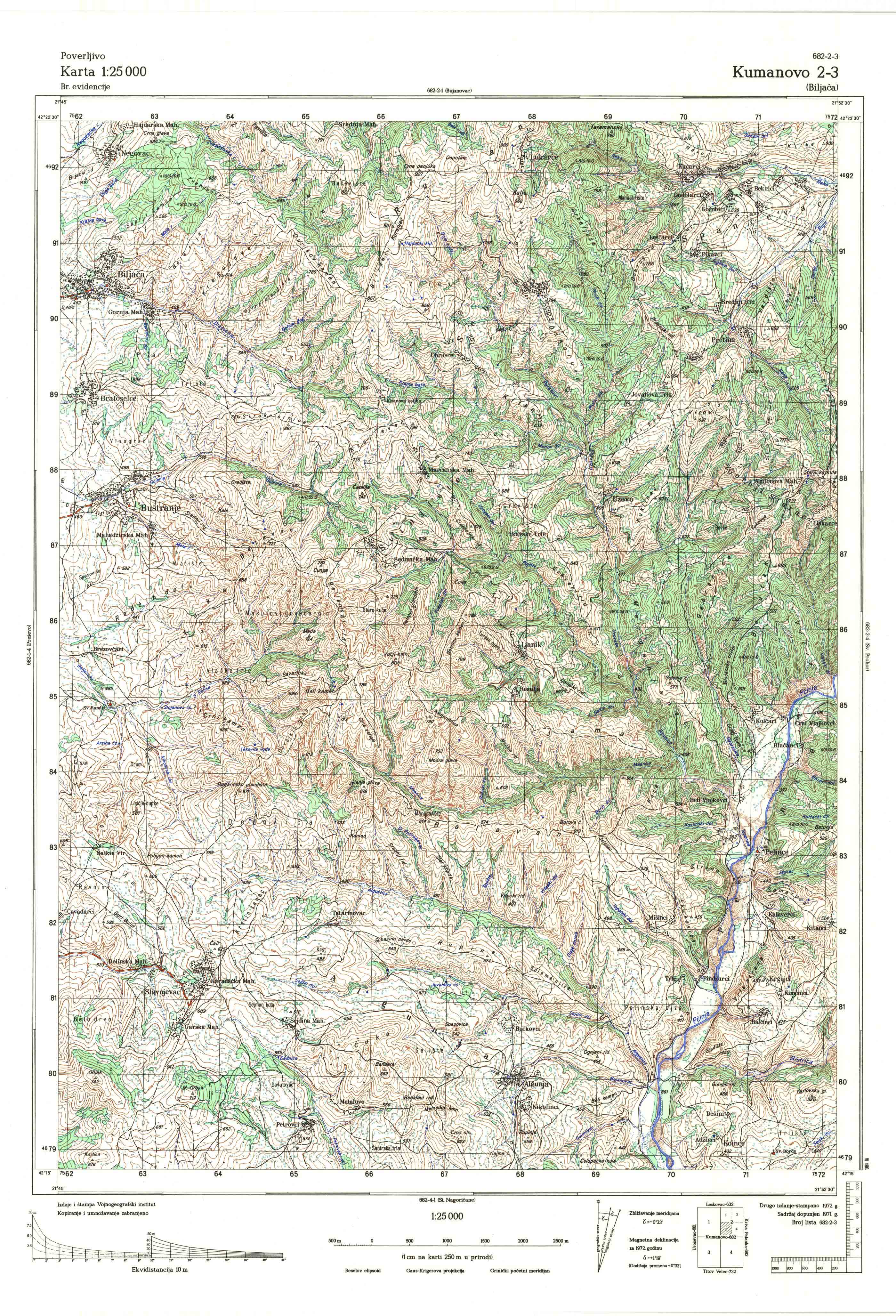  topografska karta makedonije 25000 JNA  kumanovo