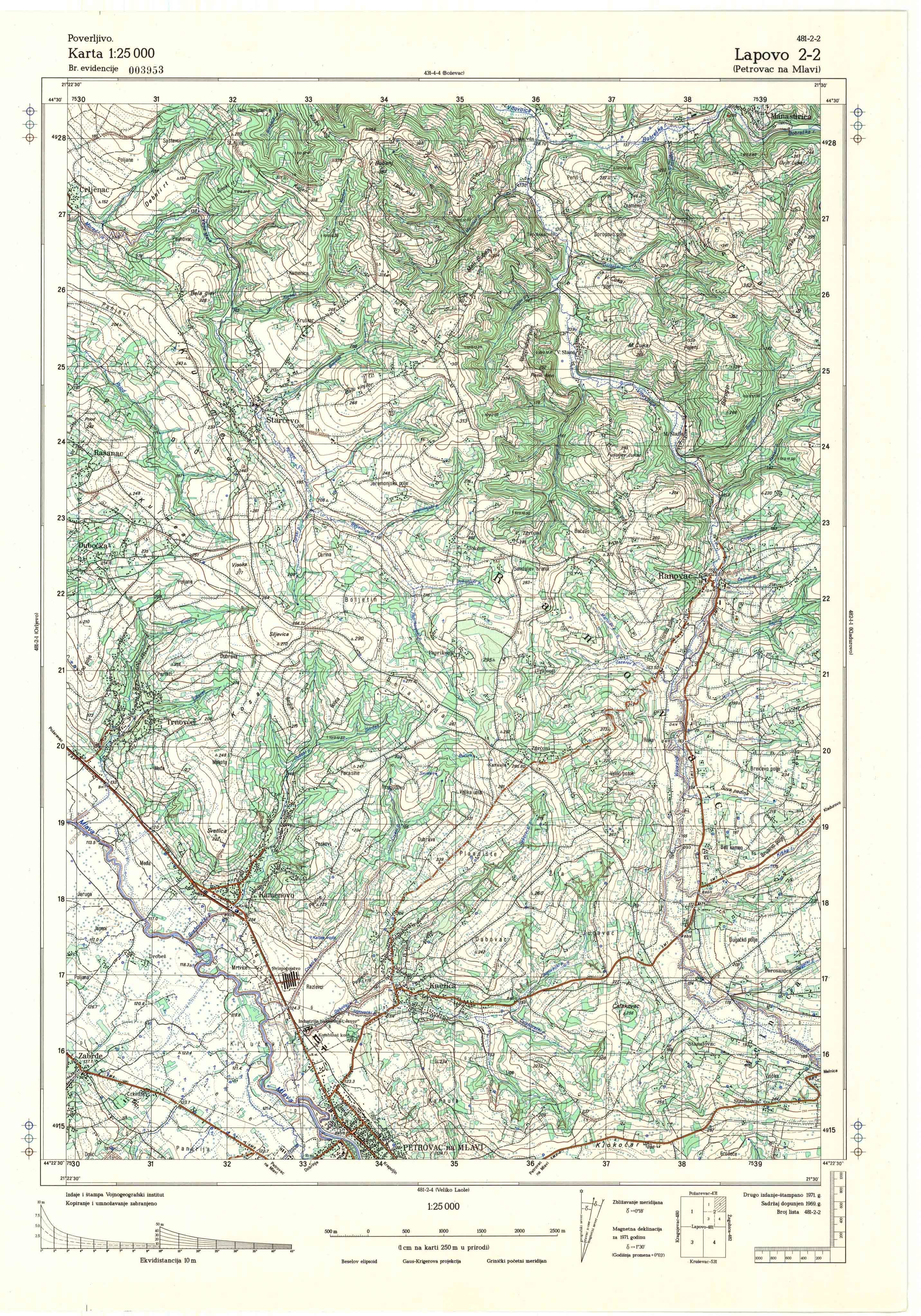  topografska karta srbije 25000 JNA  Lapovo