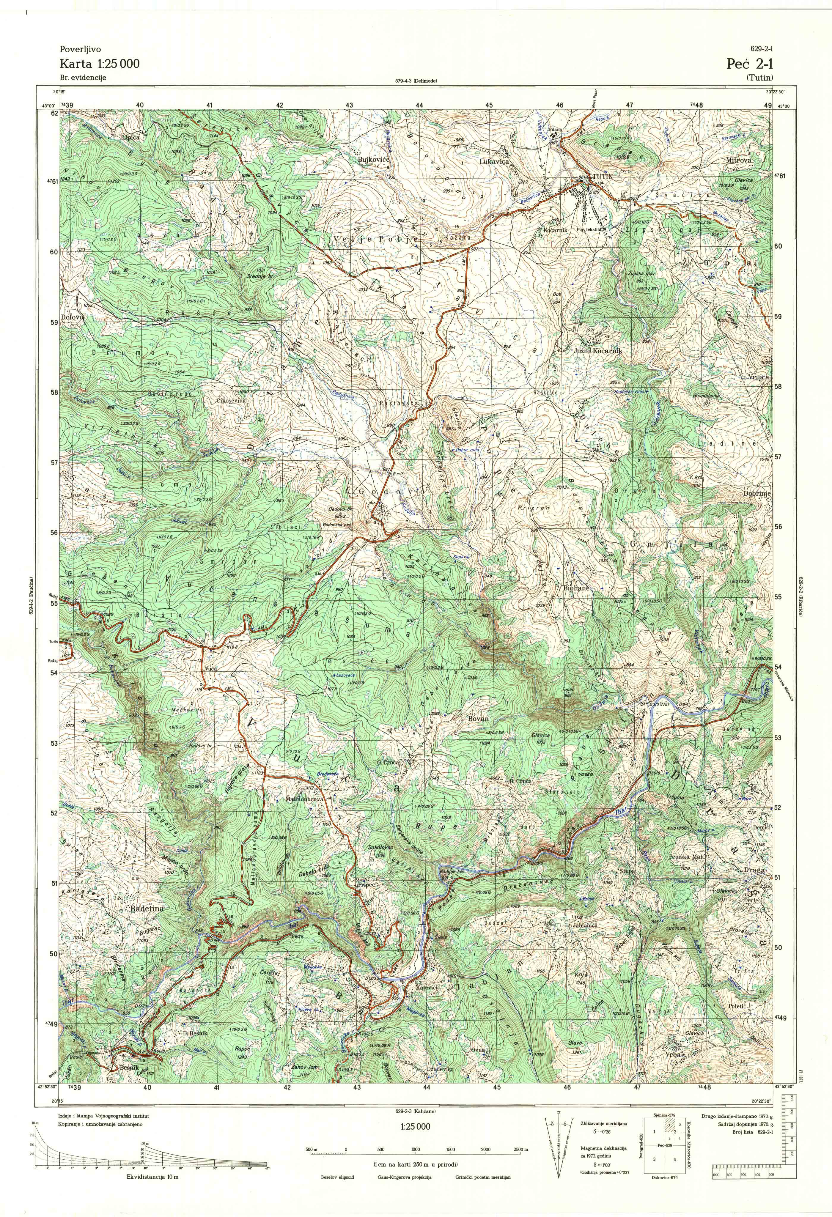  topografska karta Kosovo 25000 JNA  Peć