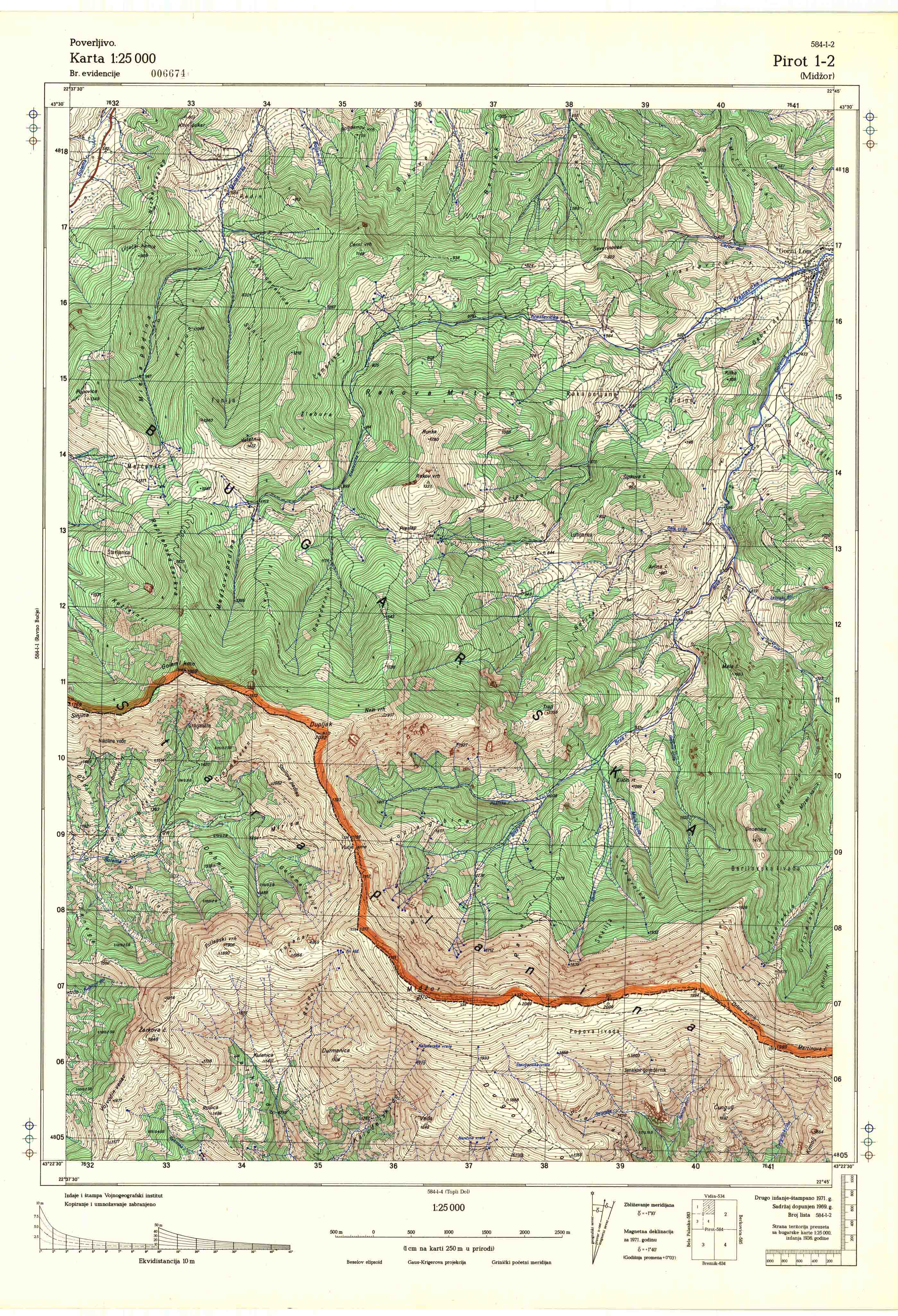  topografska karta srbije 25000 JNA  Pirot