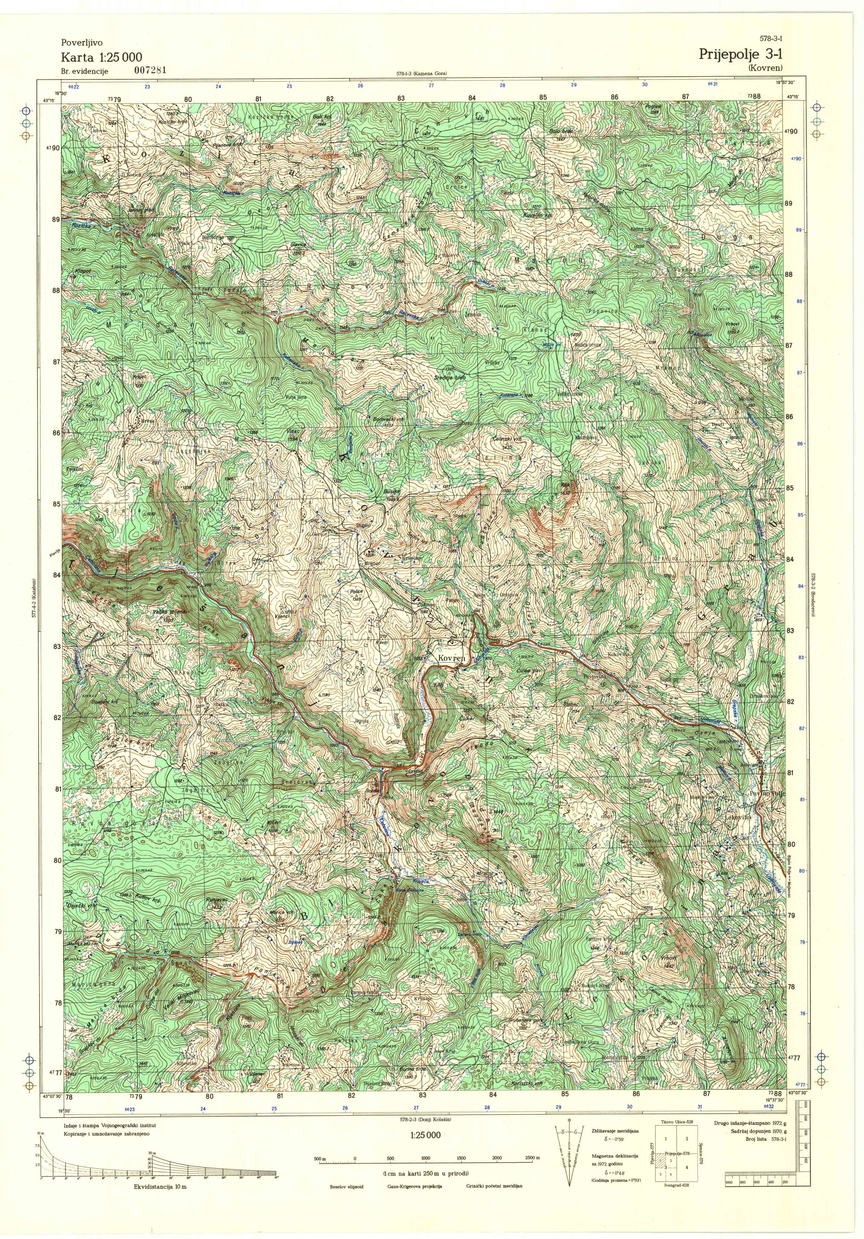  topografska karta srbije 25000 JNA  Prijepolje