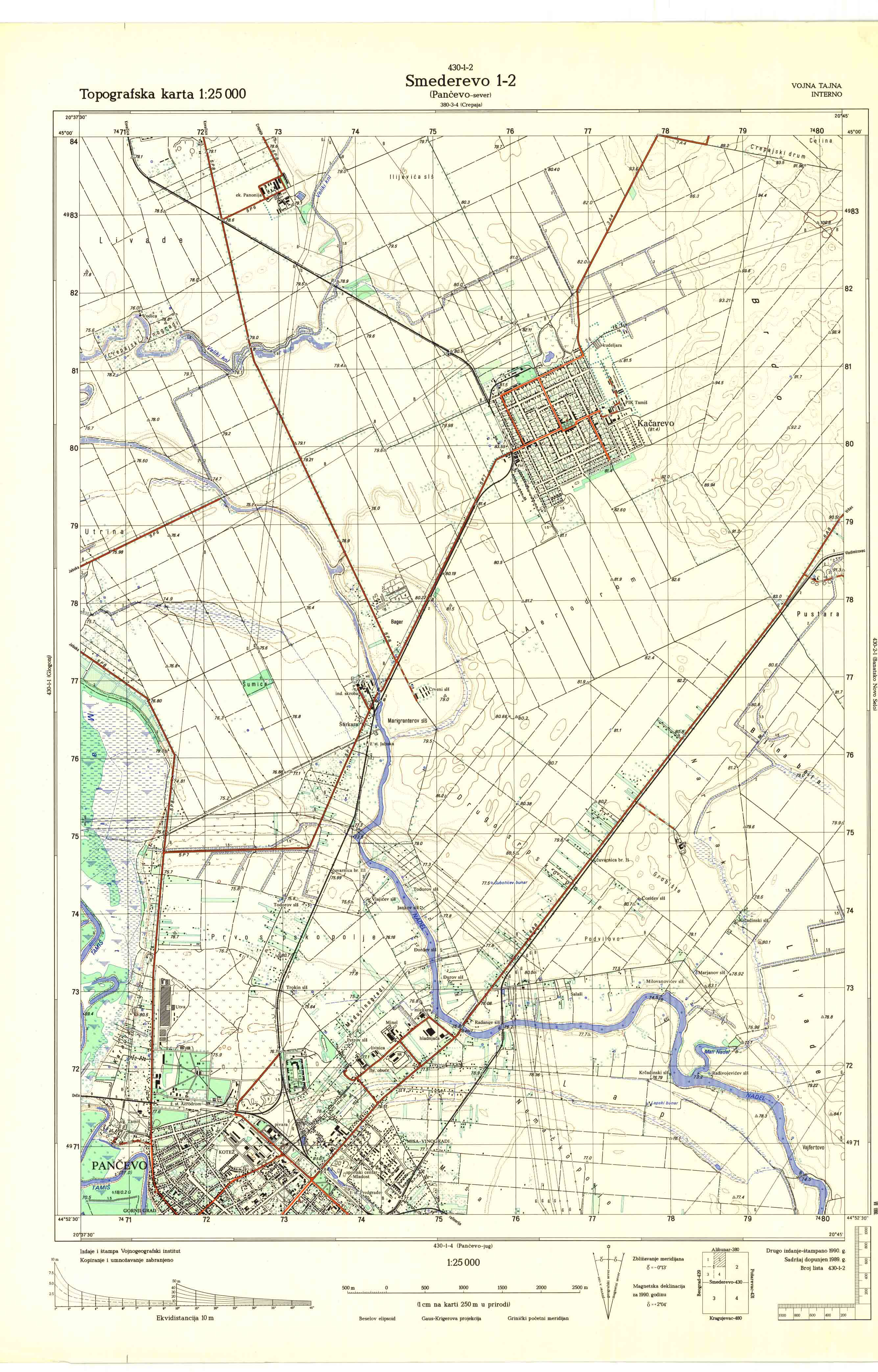  topografska karta srbije 25000 JNA  Smederevo