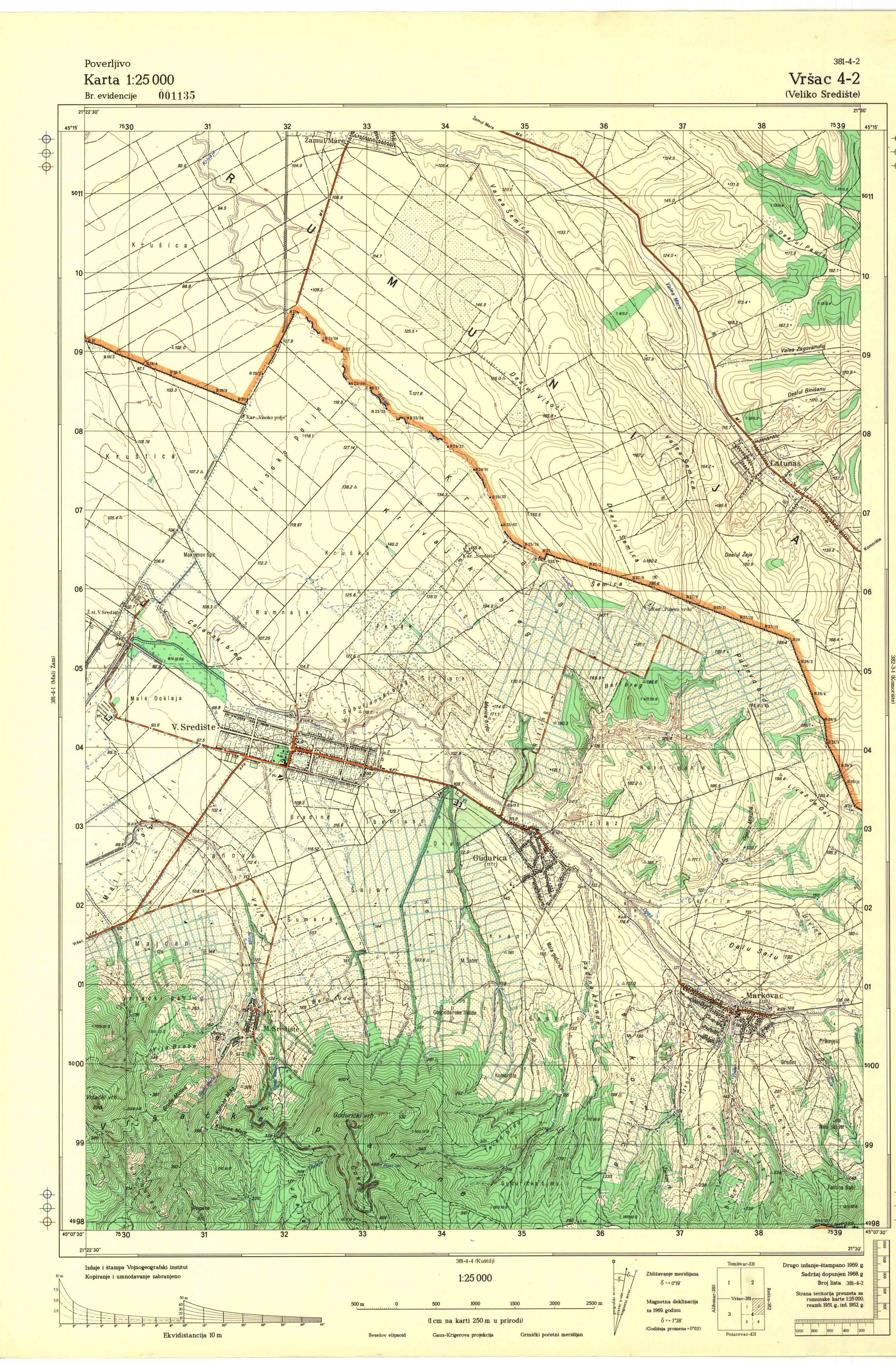  topografska karta srbije 25000 JNA  Vršac
