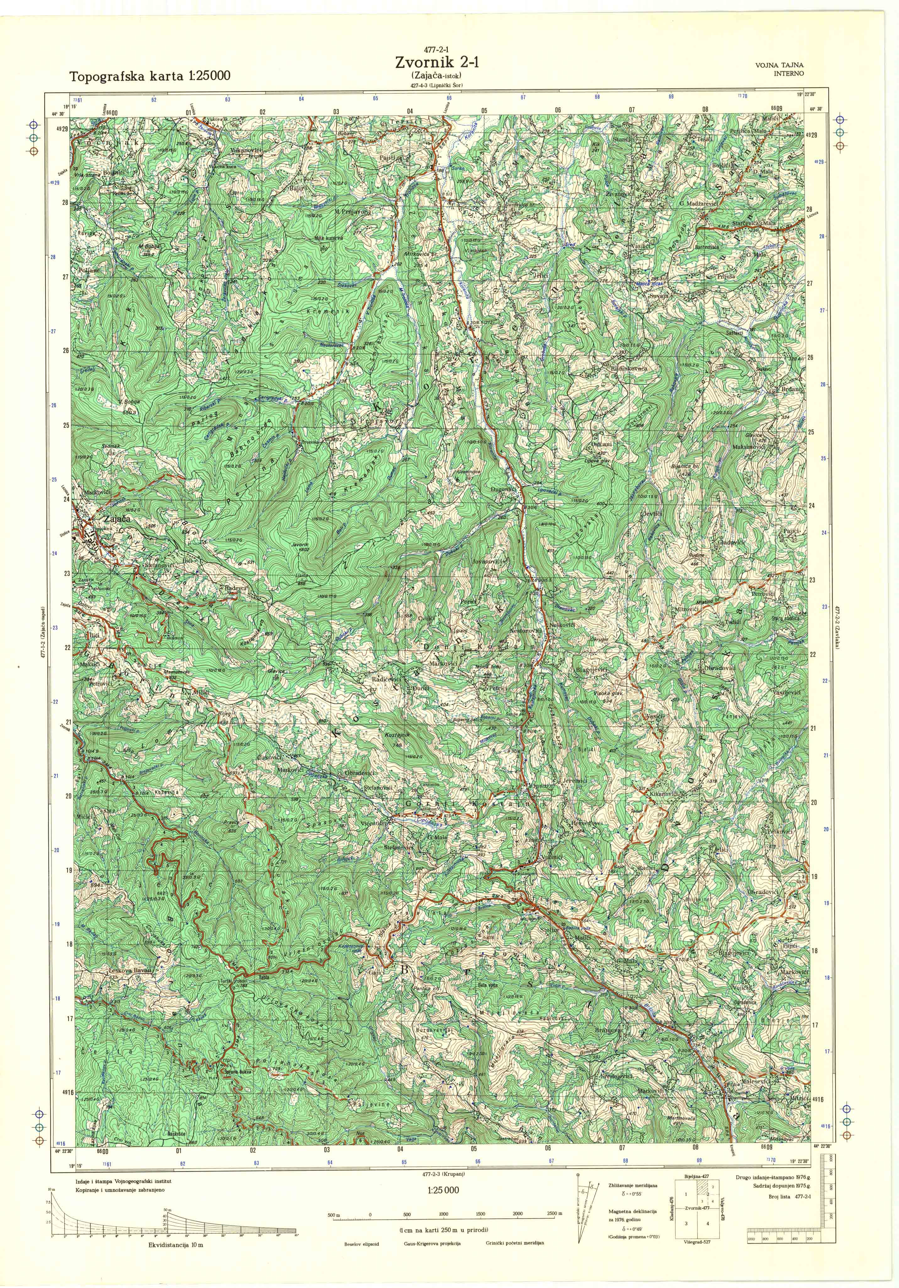  topografska karta srbije 25000 JNA  Zvornik