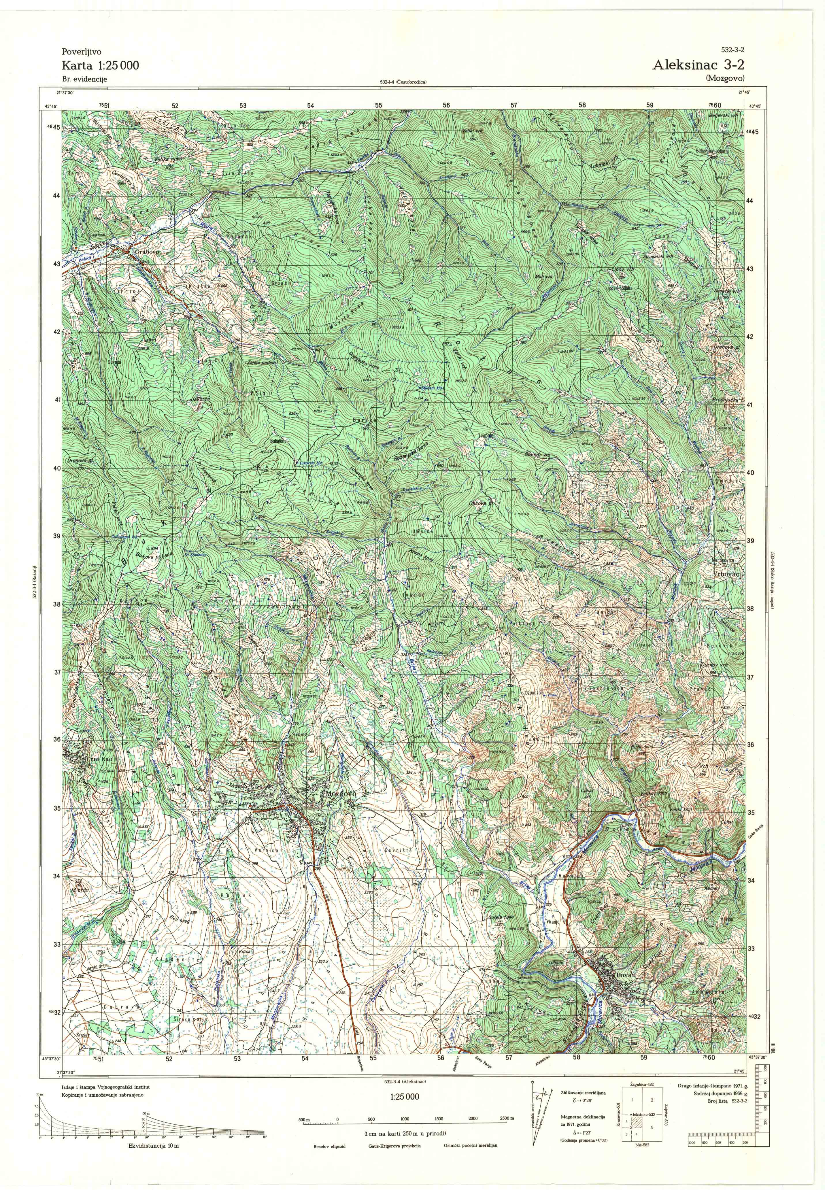  topografska karta srbije 25000 JNA  Kruševac