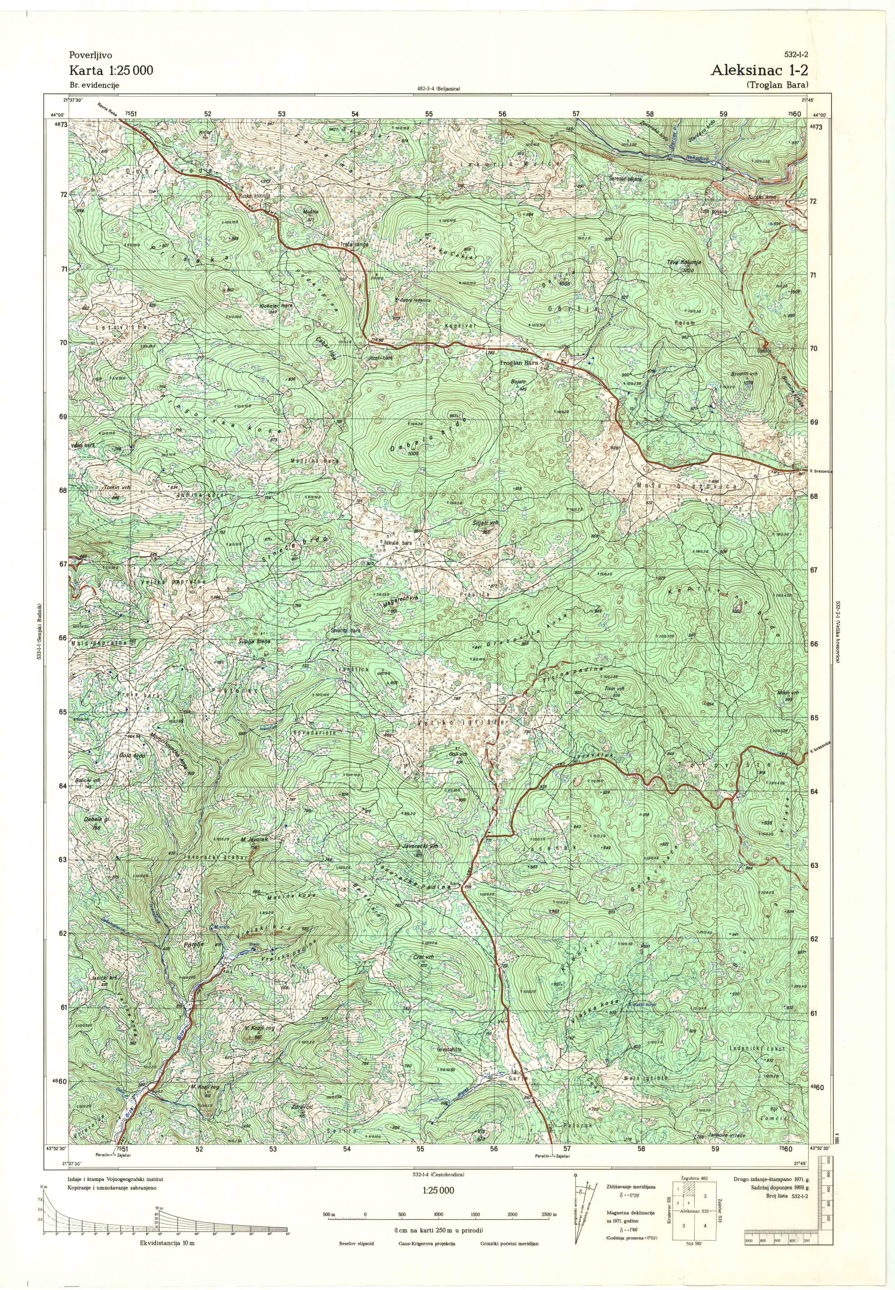  topografska karta srbije 25000 JNA  Kruševac