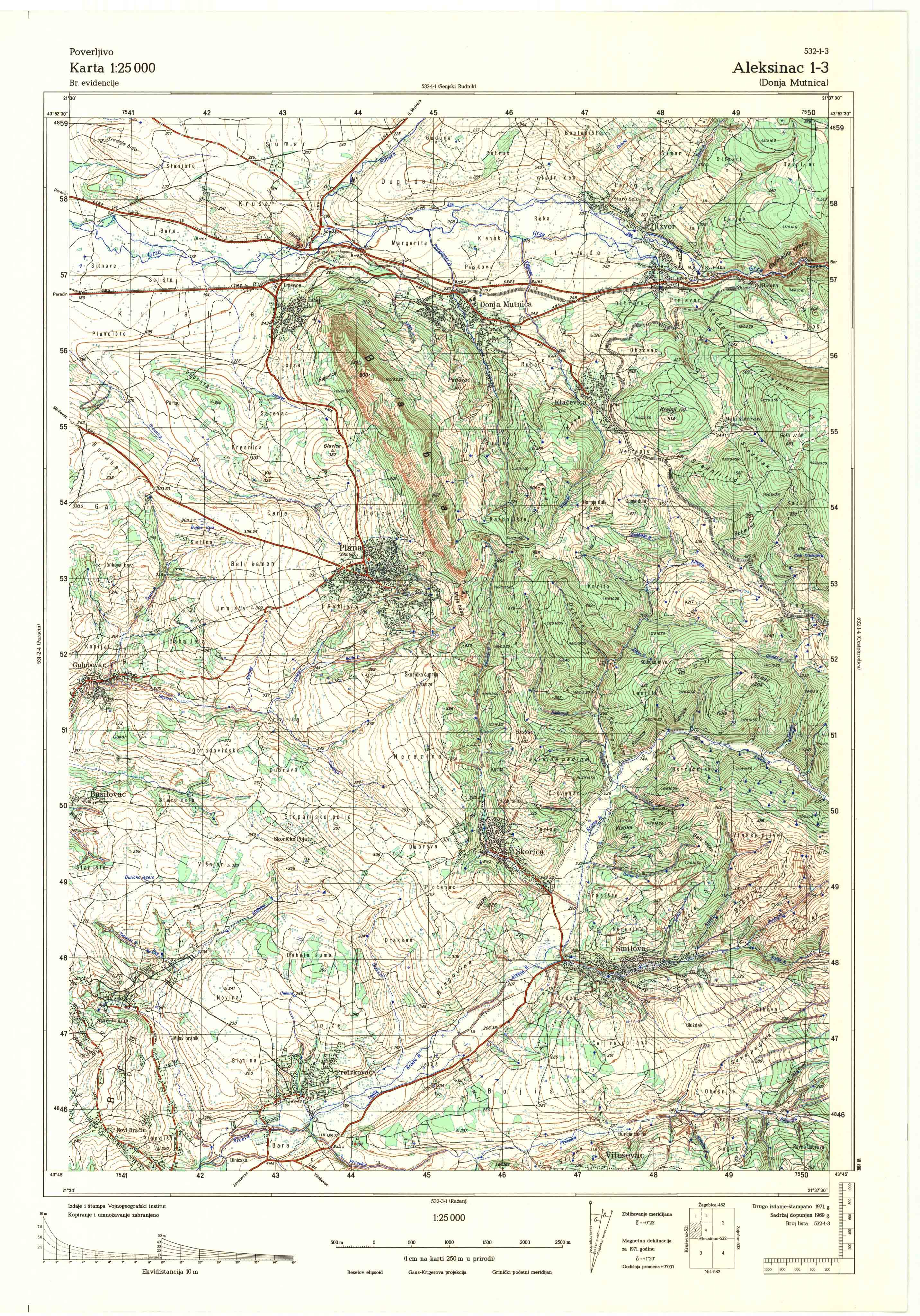  topografska karta srbije 25000 JNA  Kruševac