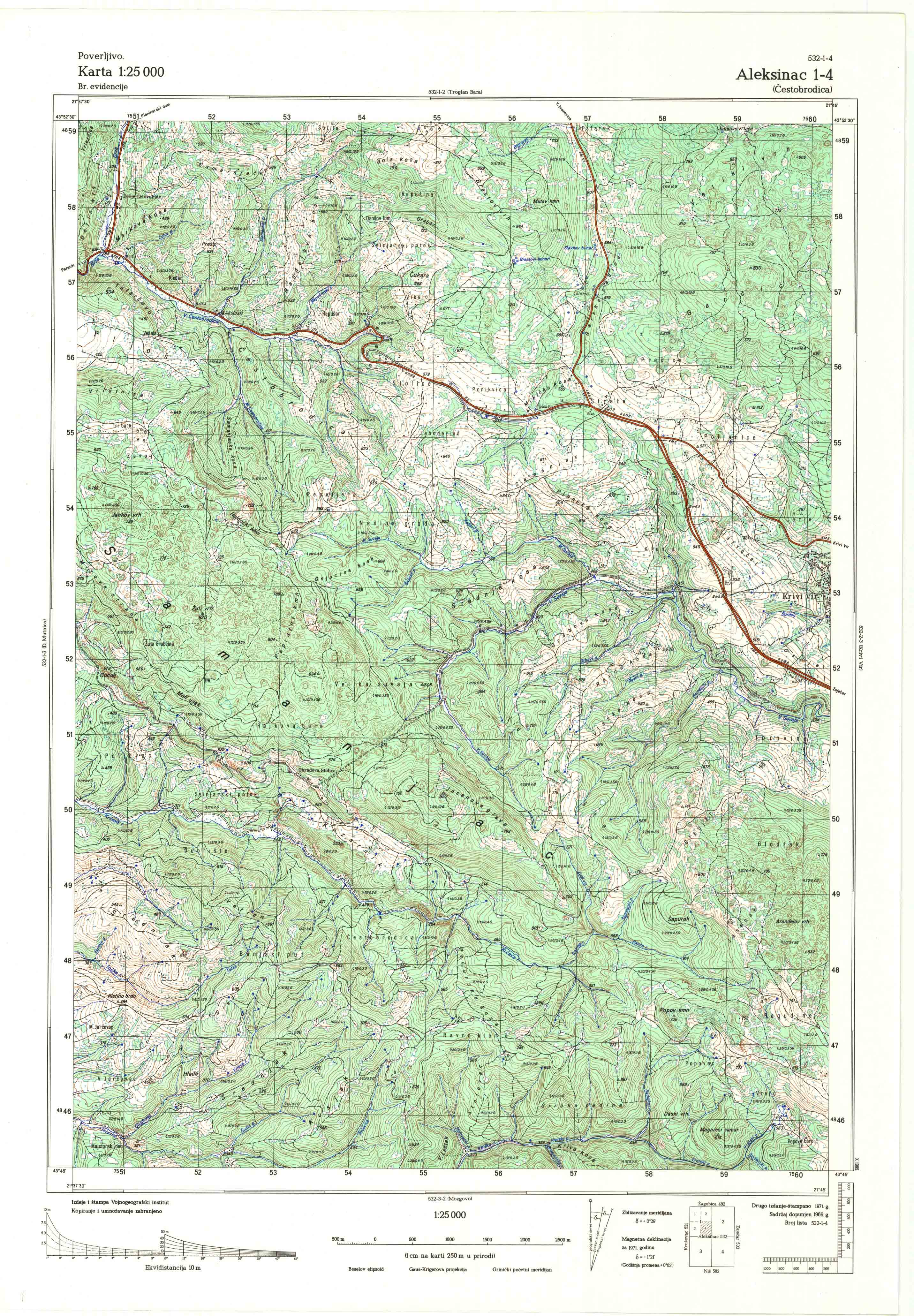  topografska karta srbije 25000 JNA  Kruševac