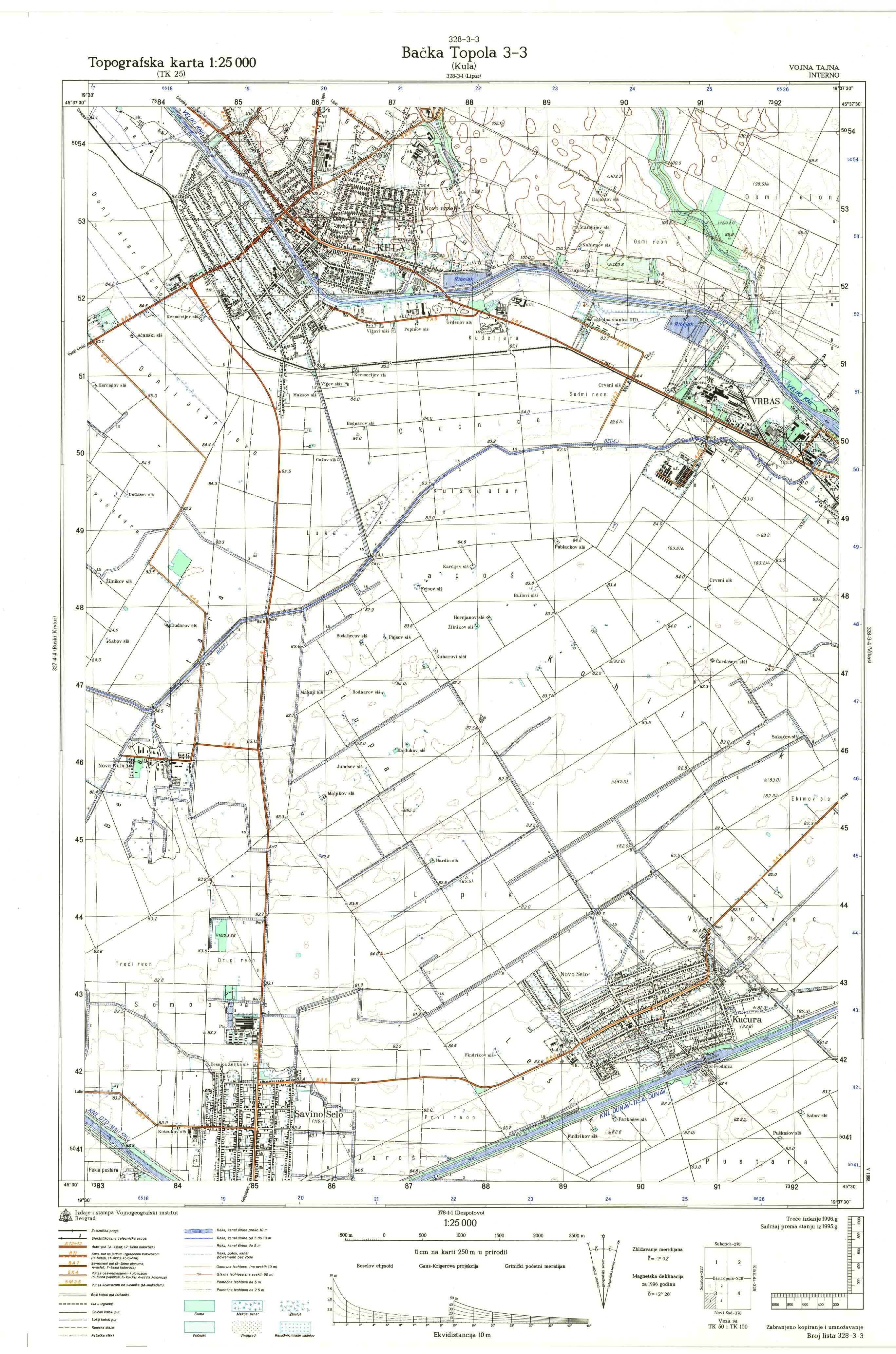  topografska karta srbije 25000 JNA  