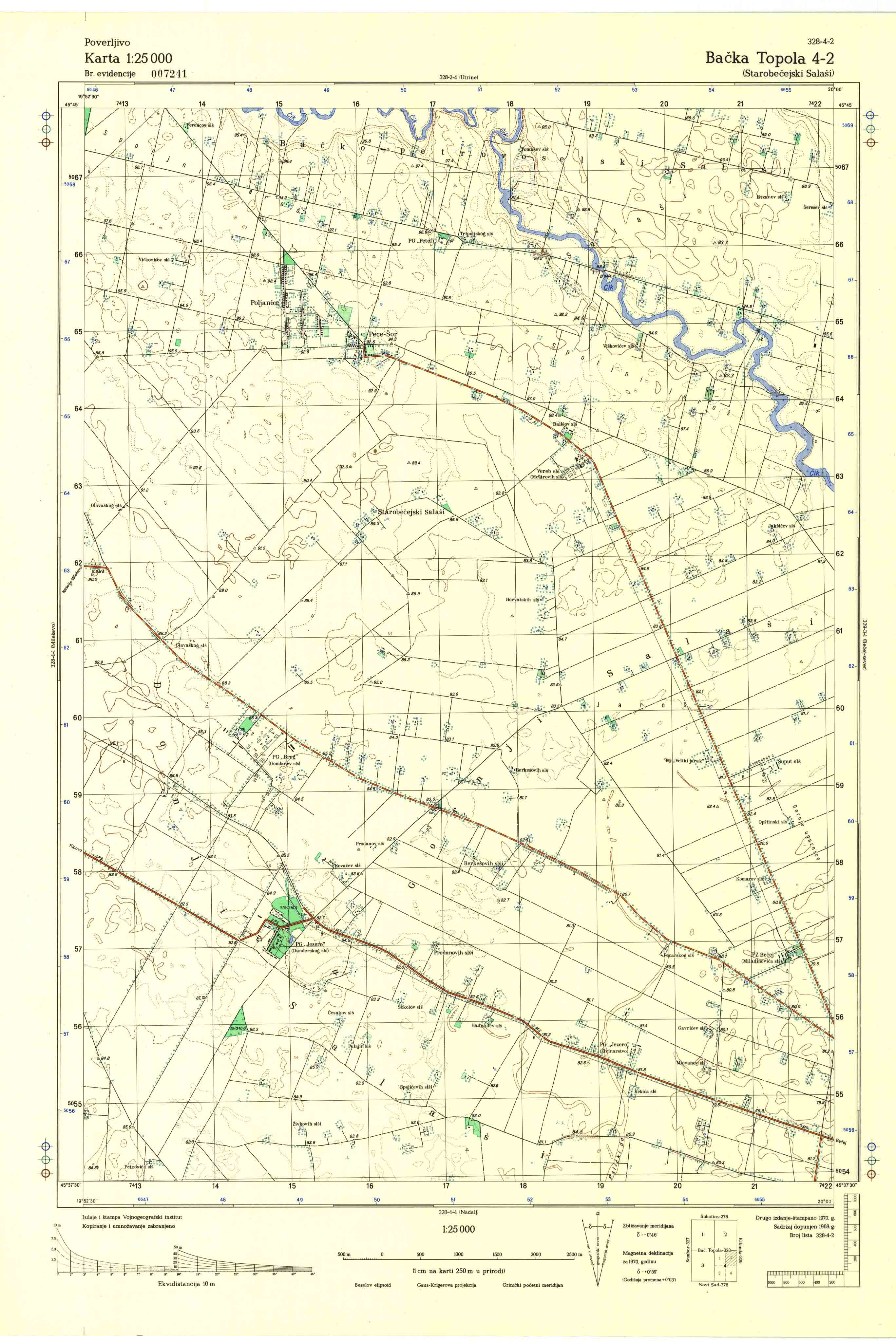  topografska karta srbije 25000 JNA  