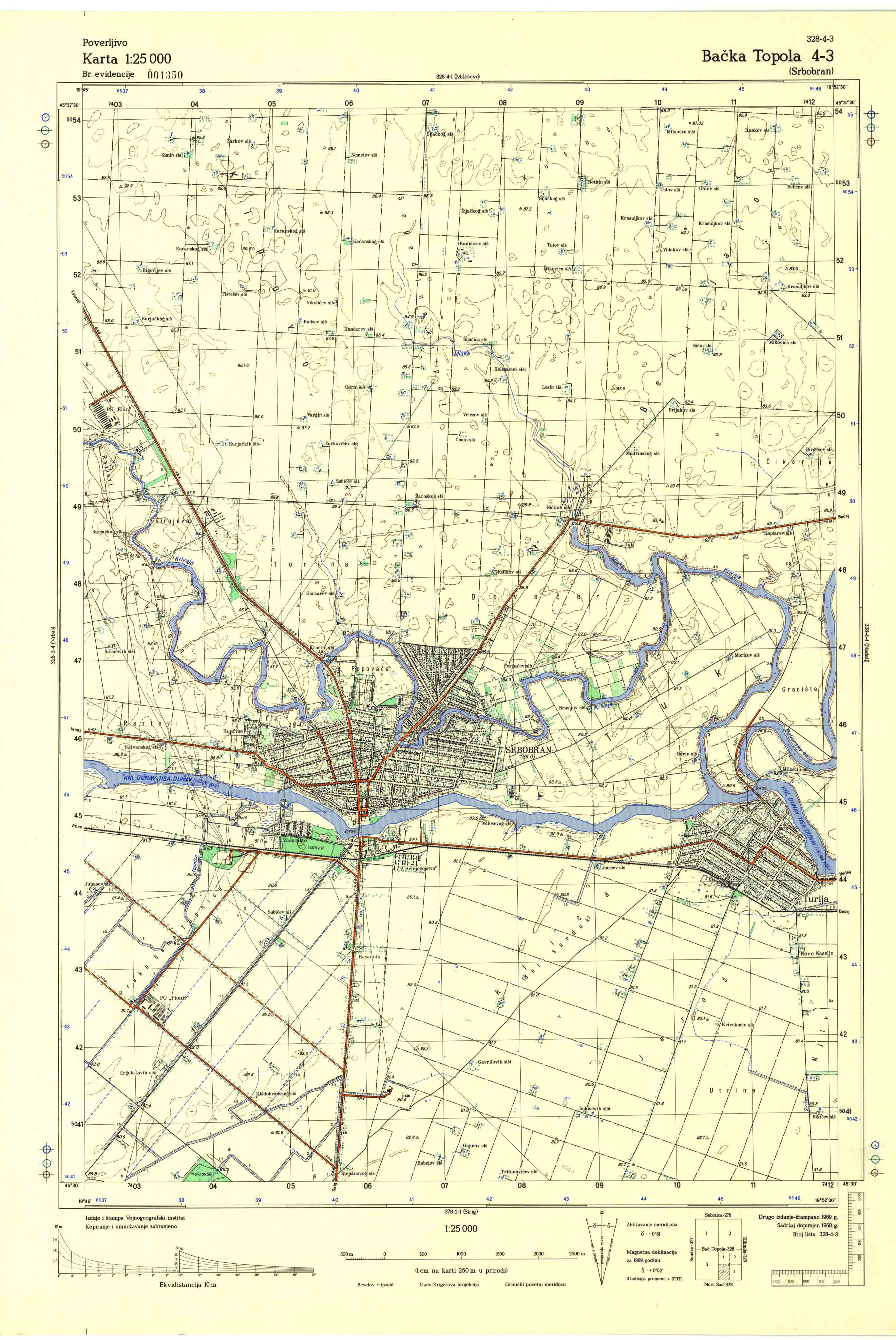  topografska karta srbije 25000 JNA  