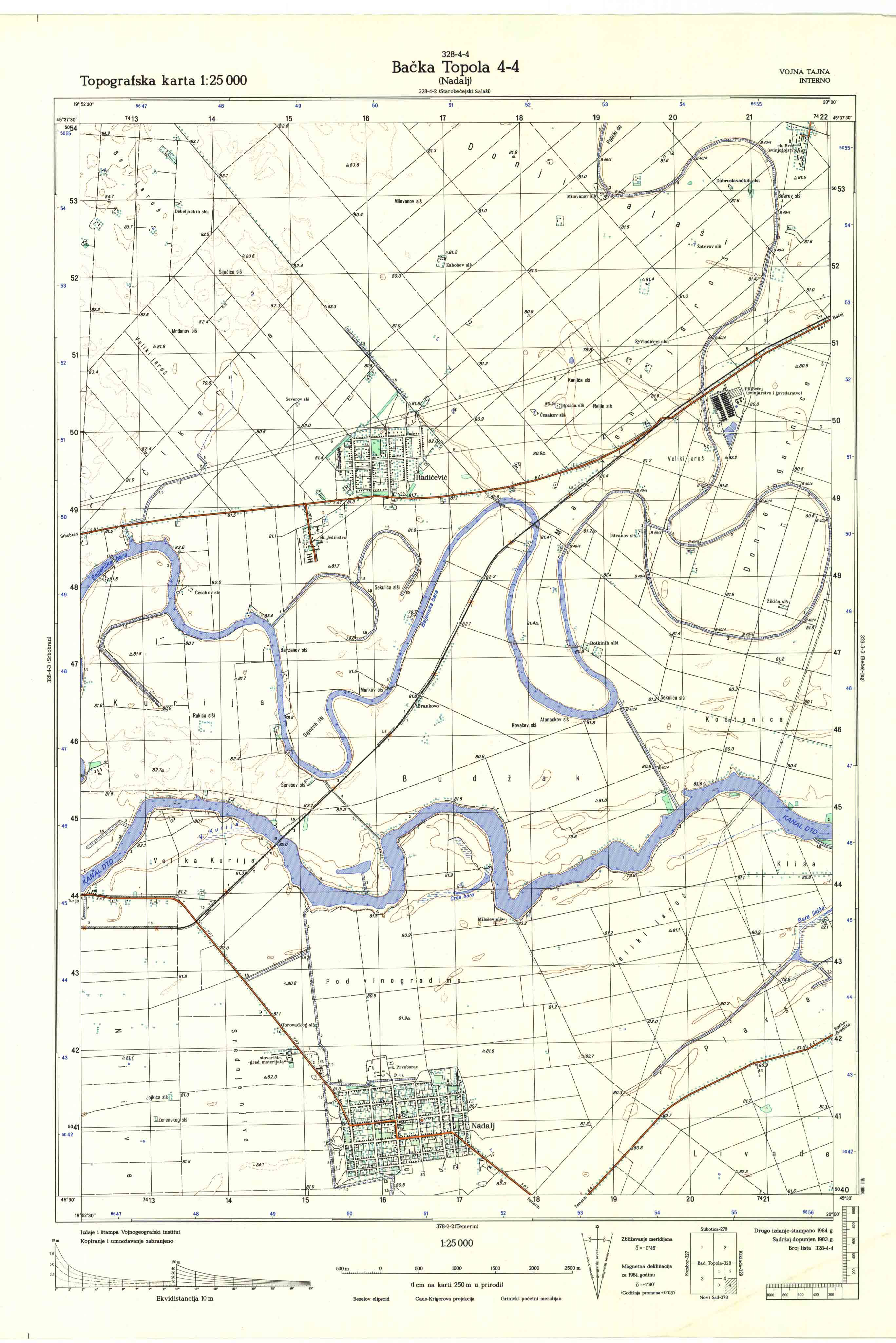  topografska karta srbije 25000 JNA  