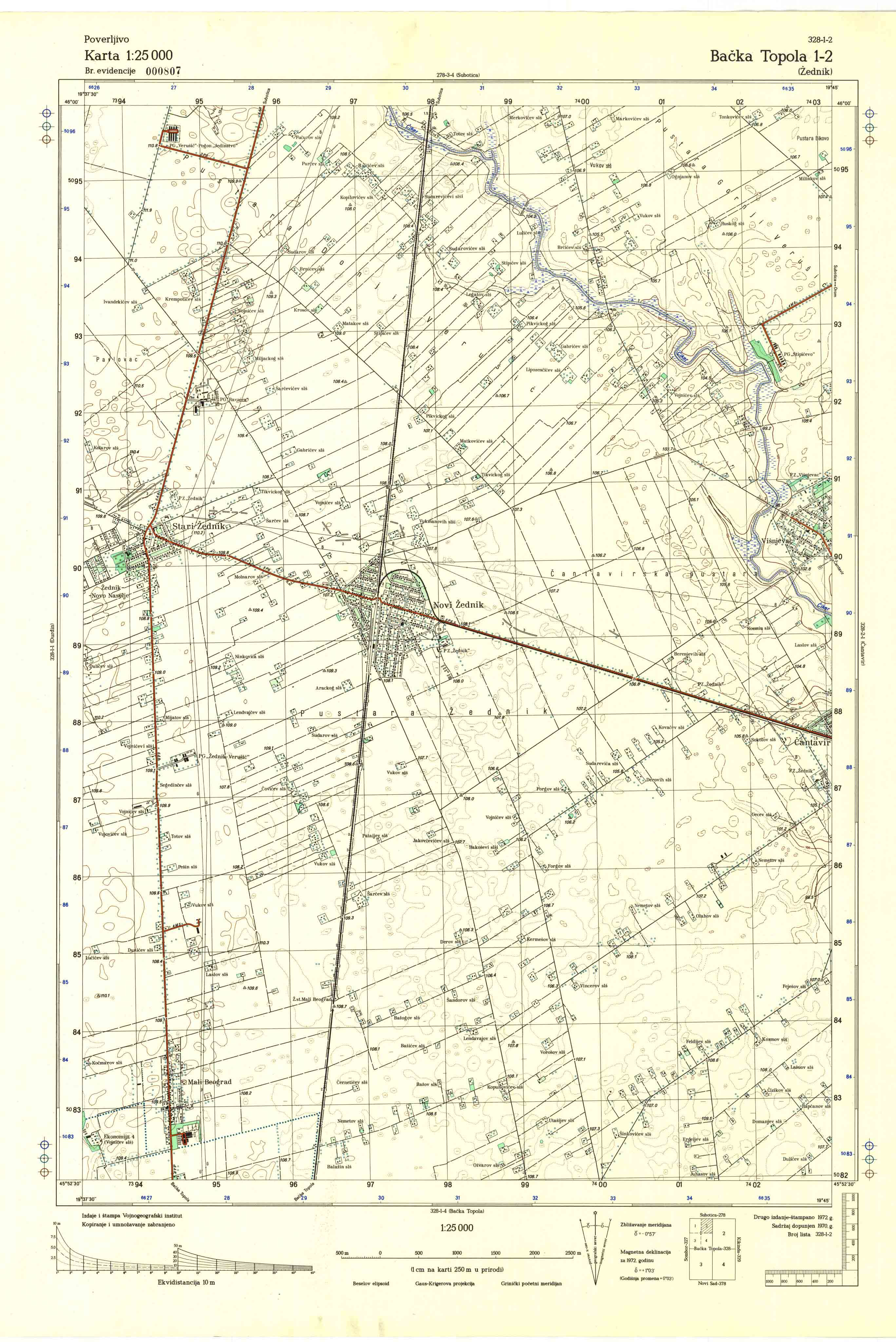  topografska karta srbije 25000 JNA  