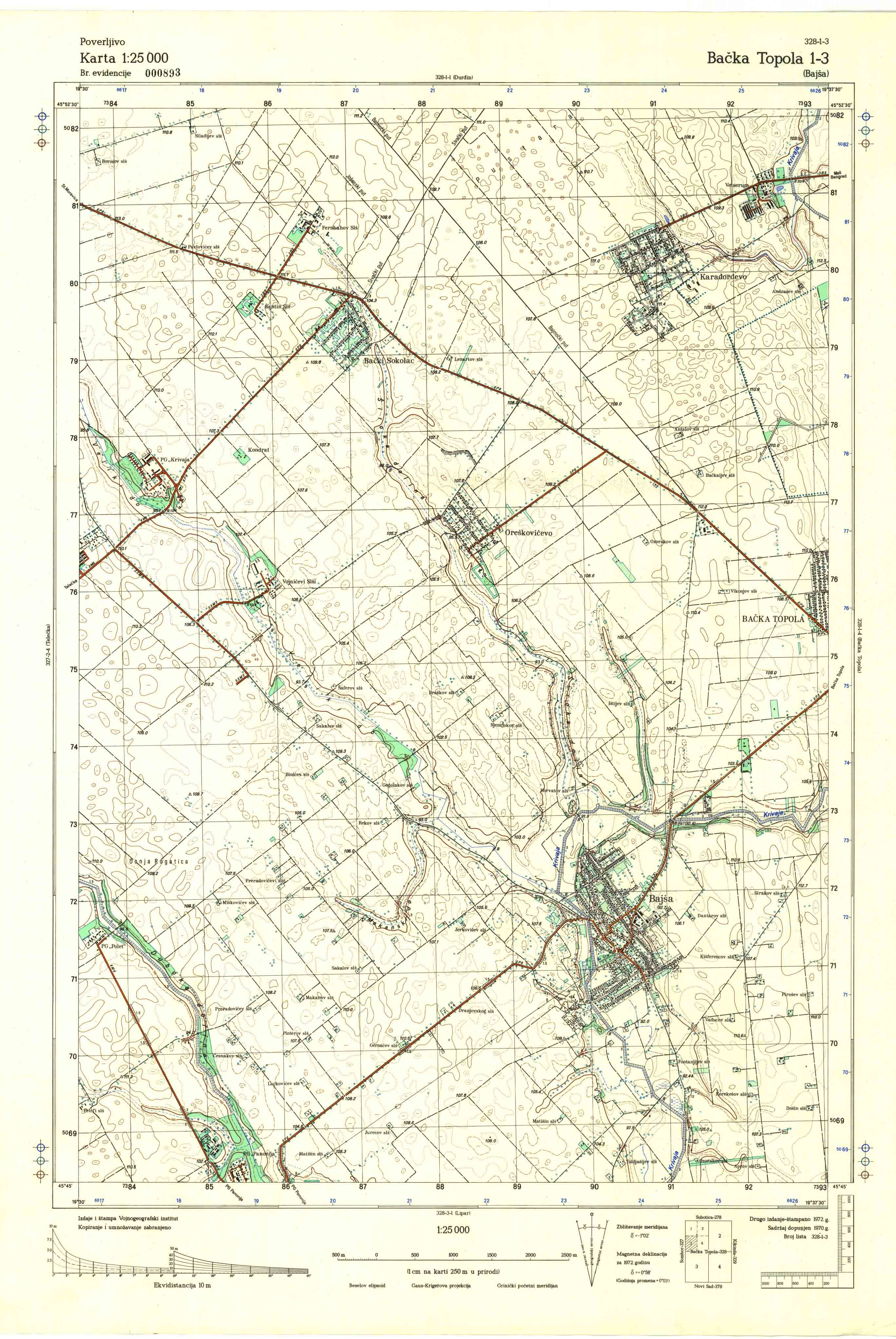  topografska karta srbije 25000 JNA  