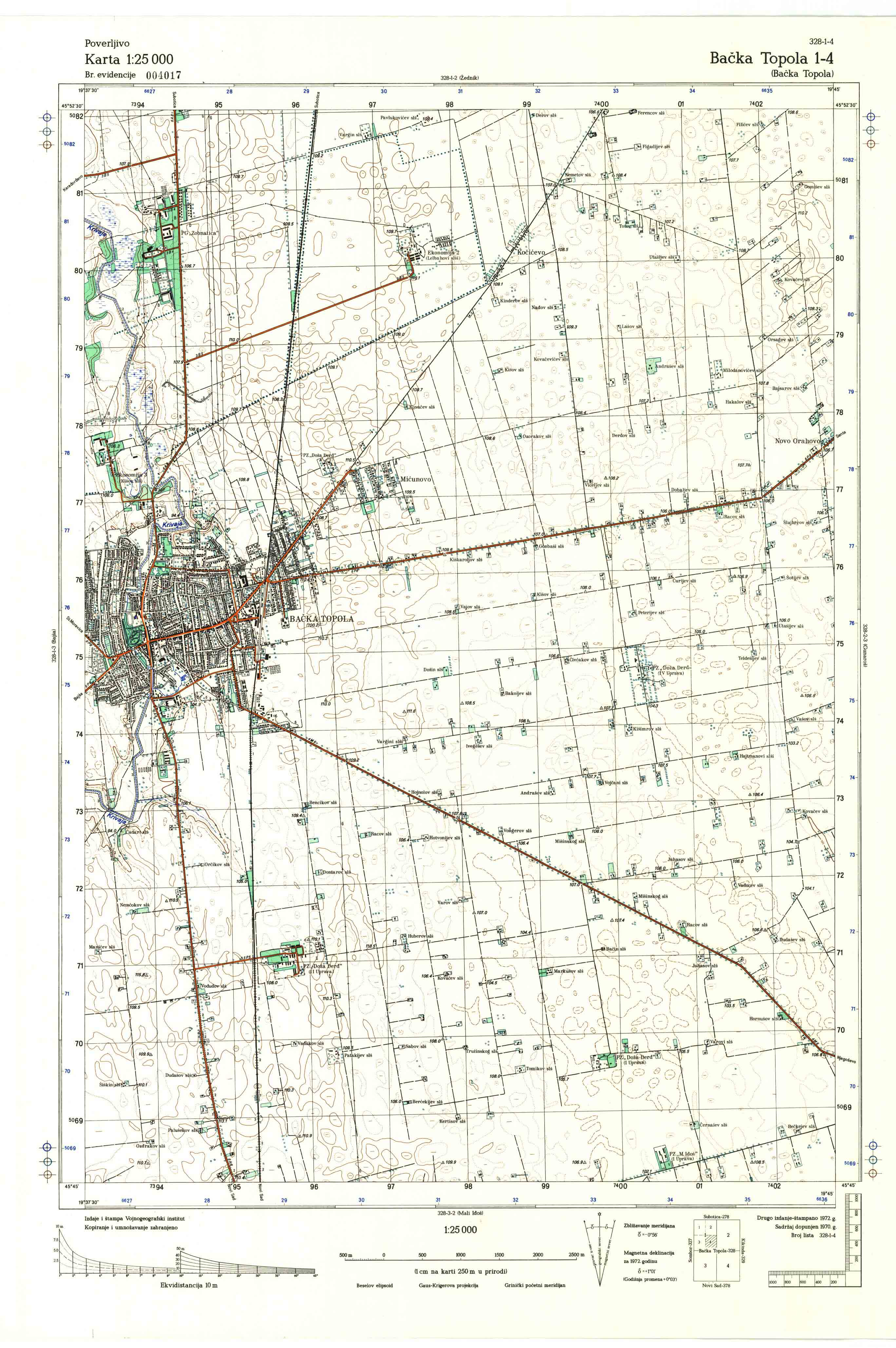  topografska karta srbije 25000 JNA  