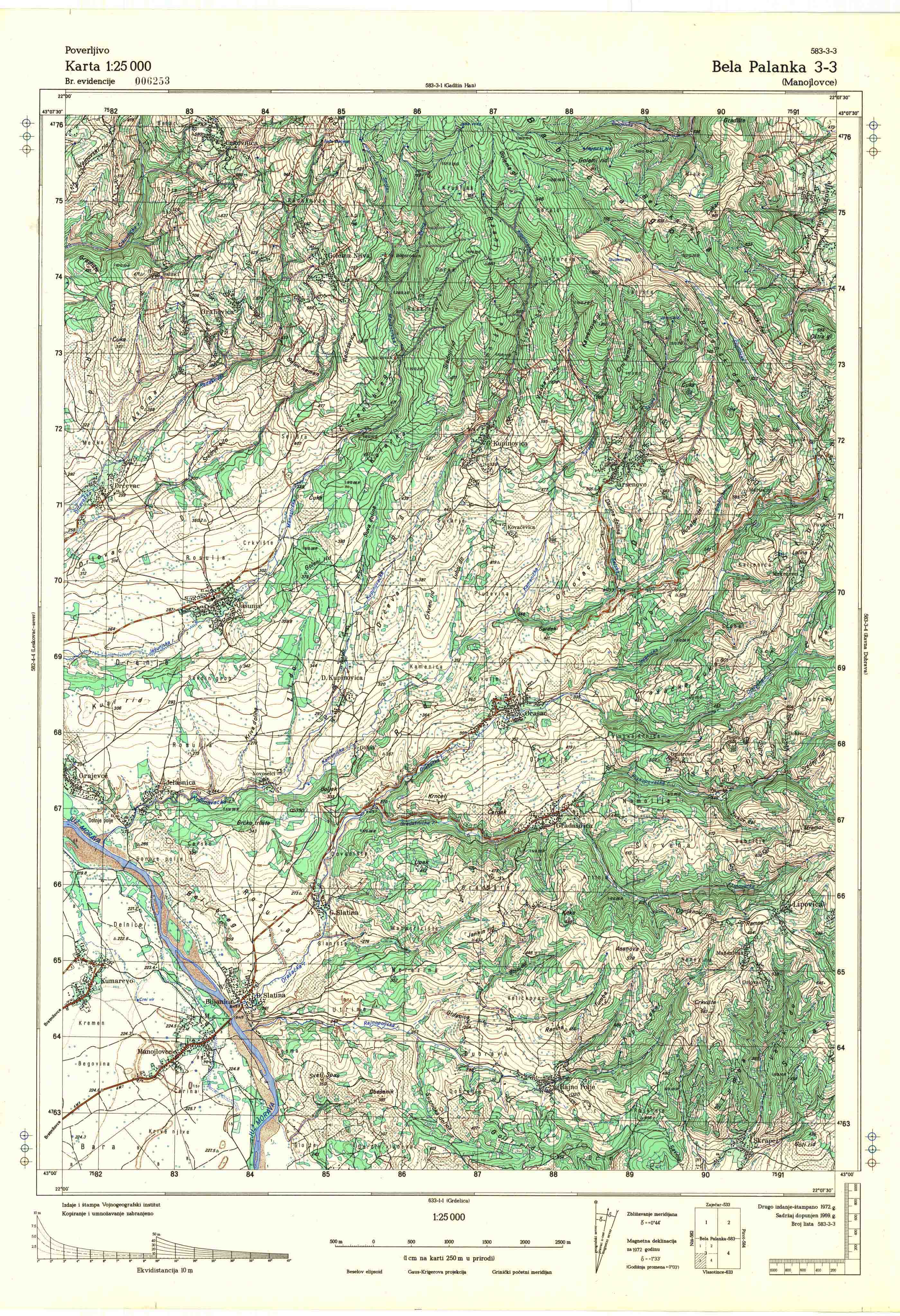  topografska karta srbije 25000 JNA  Niš