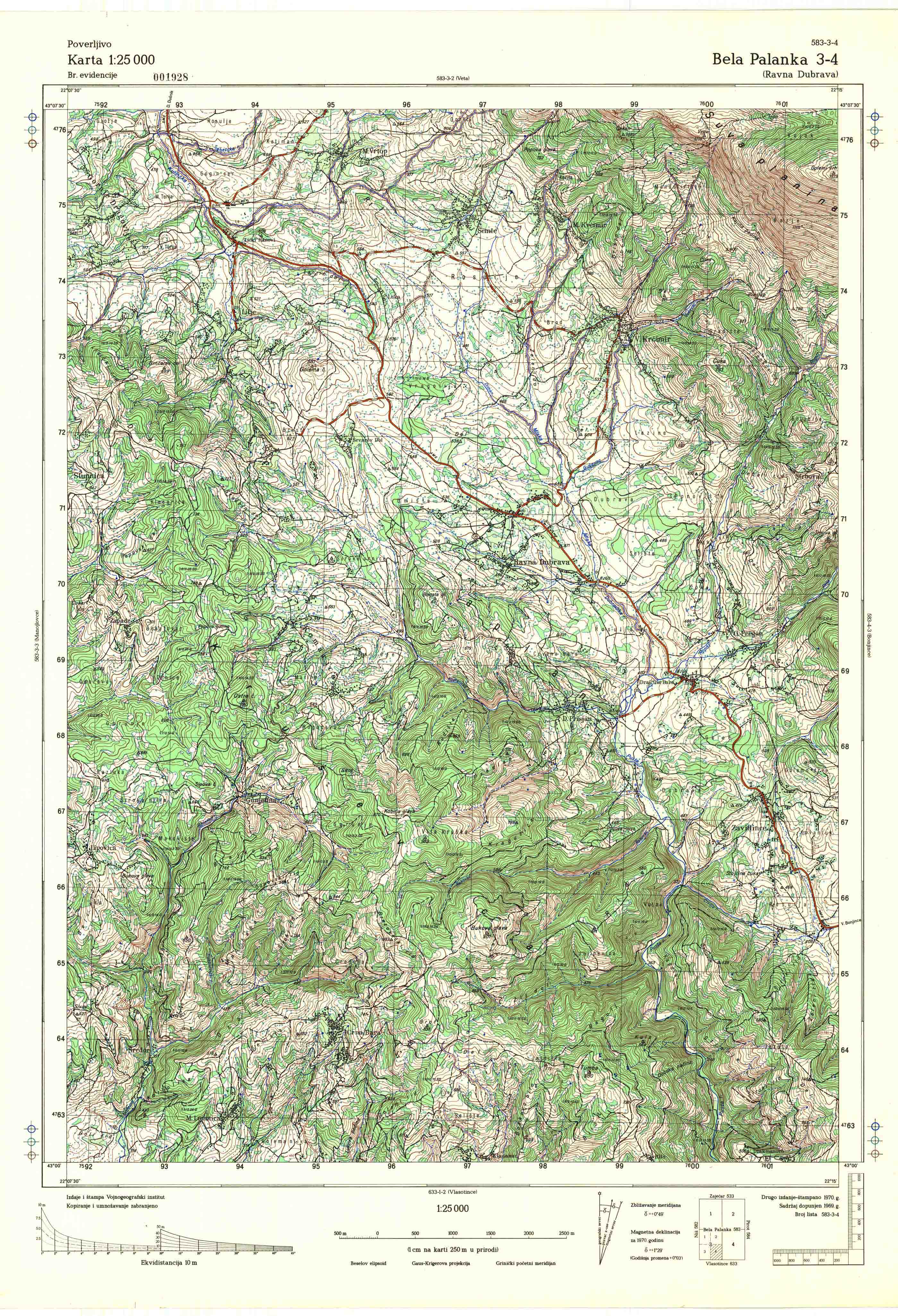  topografska karta srbije 25000 JNA  Niš