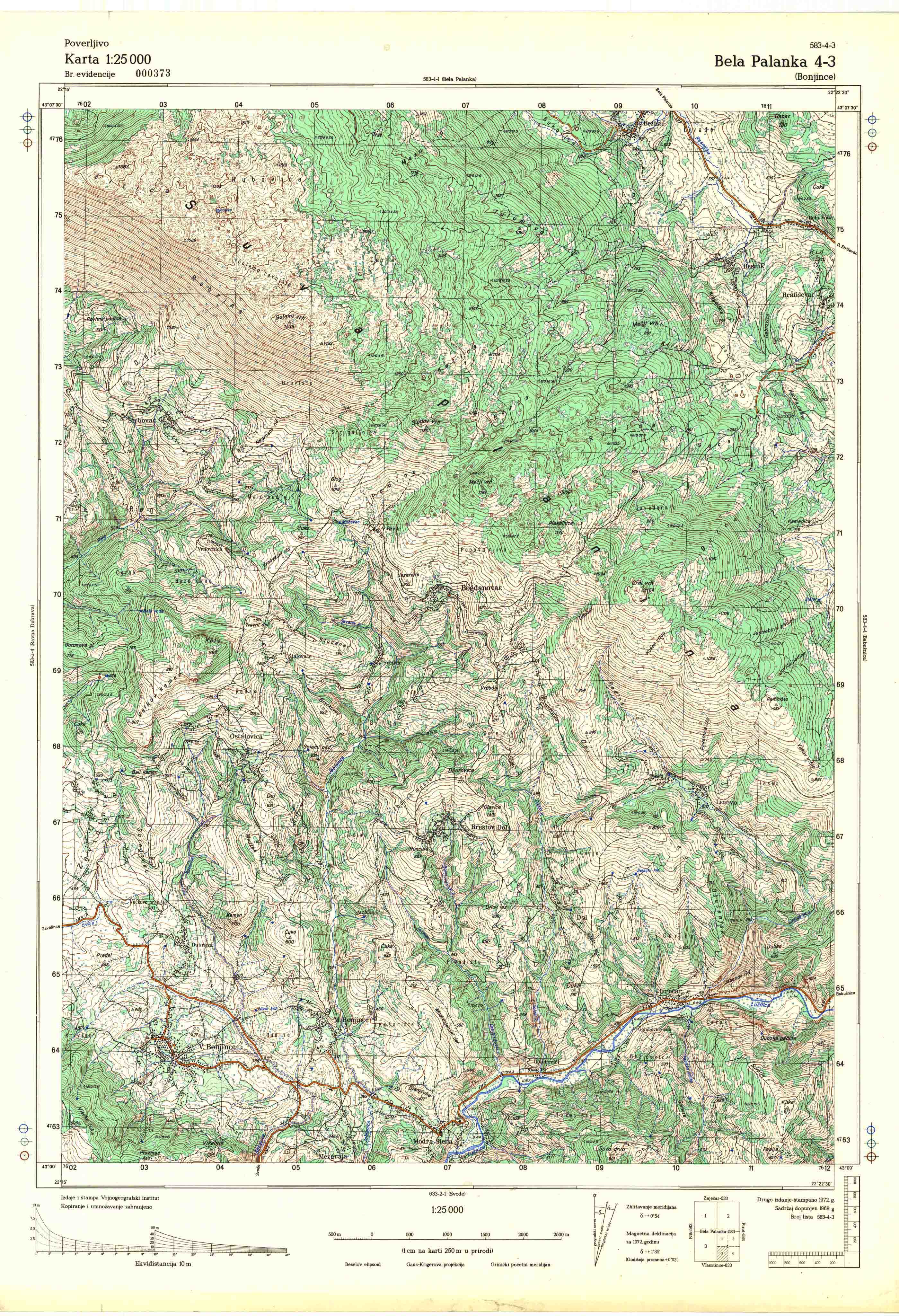  topografska karta srbije 25000 JNA  Niš