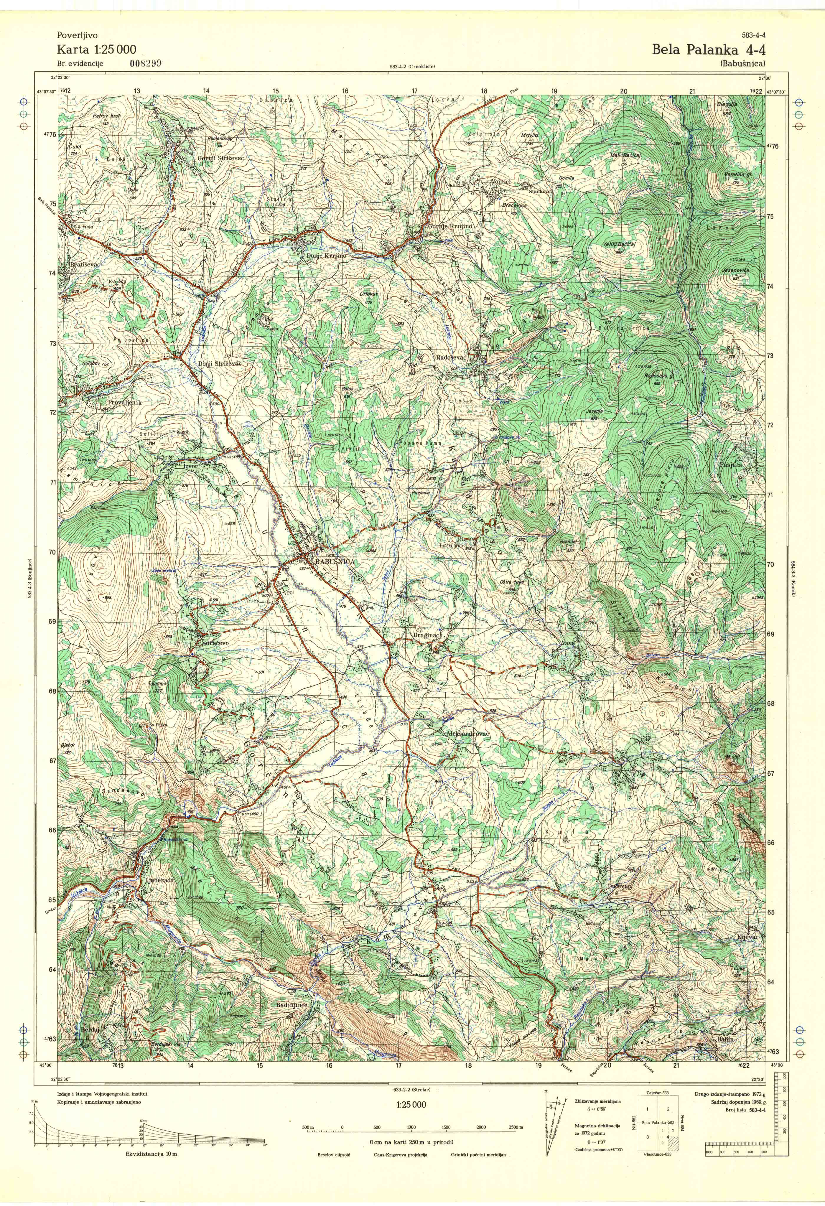  topografska karta srbije 25000 JNA  Niš