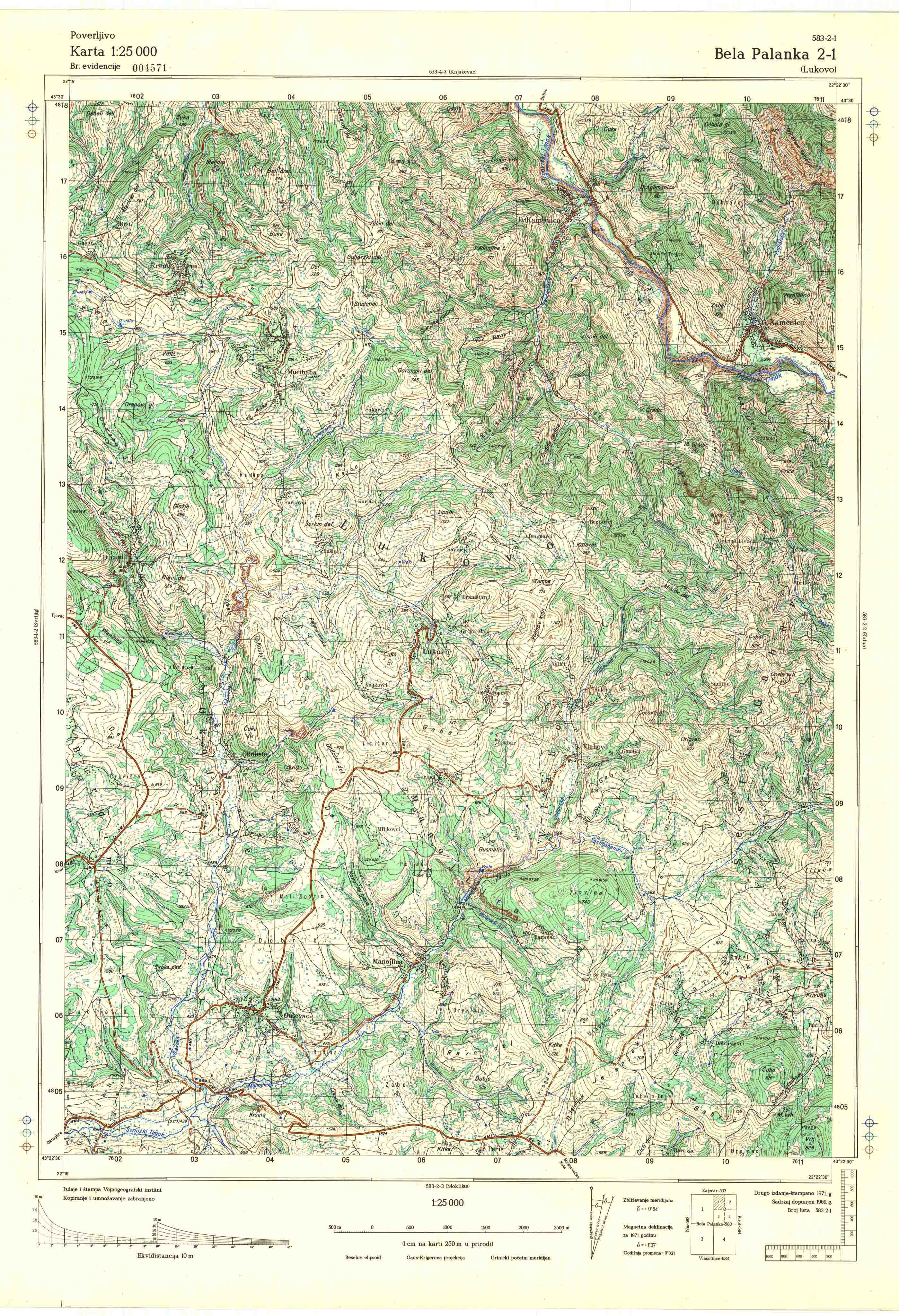  topografska karta srbije 25000 JNA  Niš