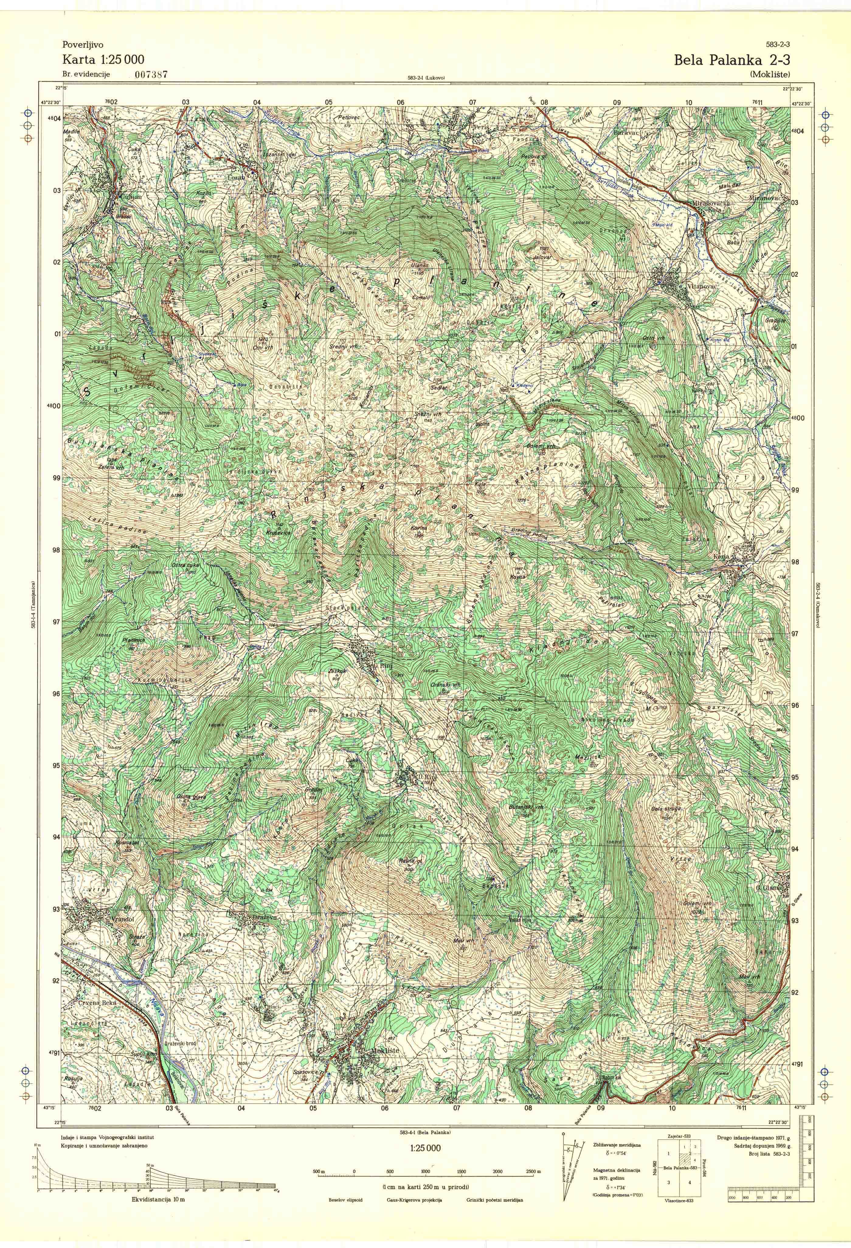  topografska karta srbije 25000 JNA  Niš