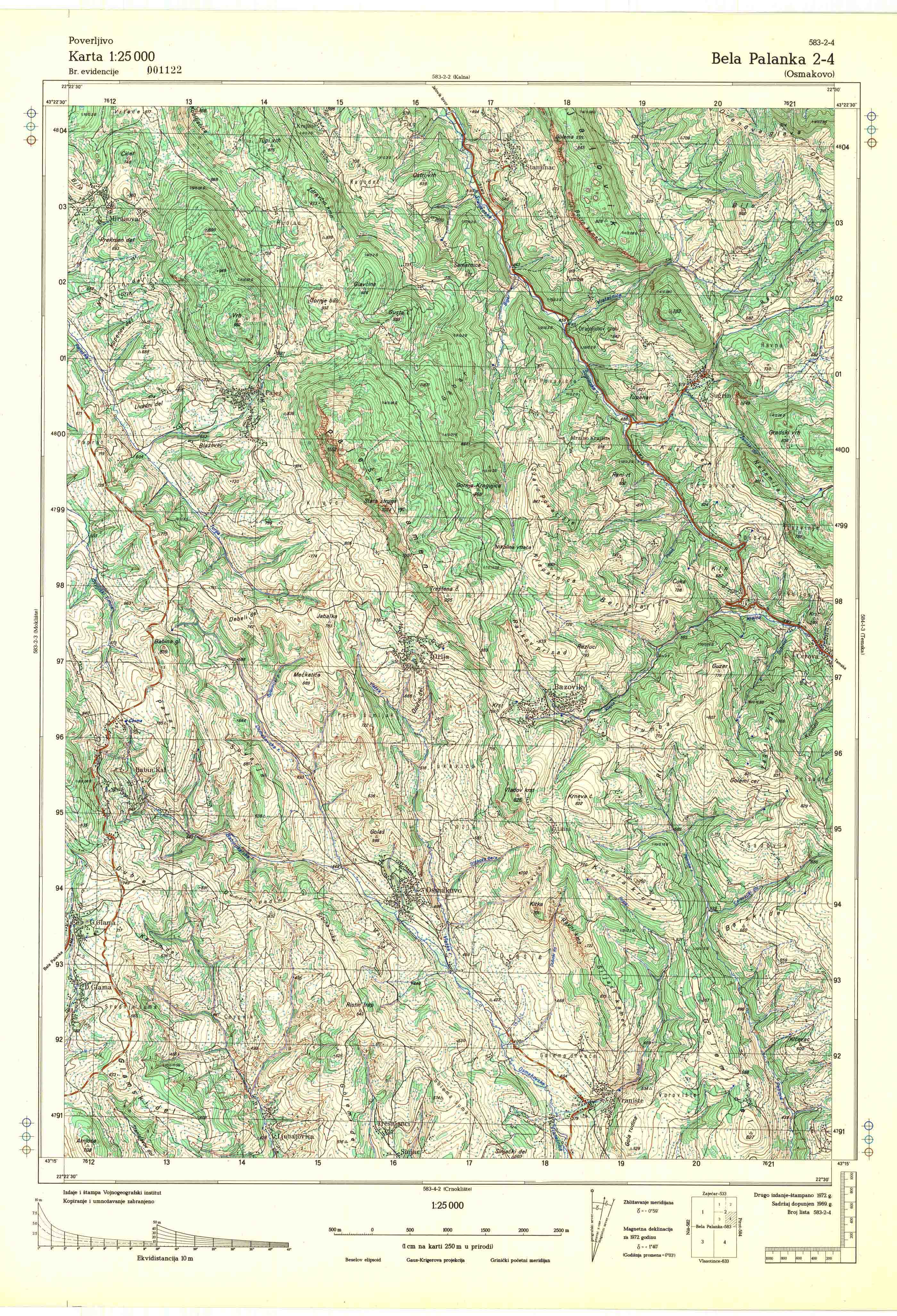  topografska karta srbije 25000 JNA  Niš