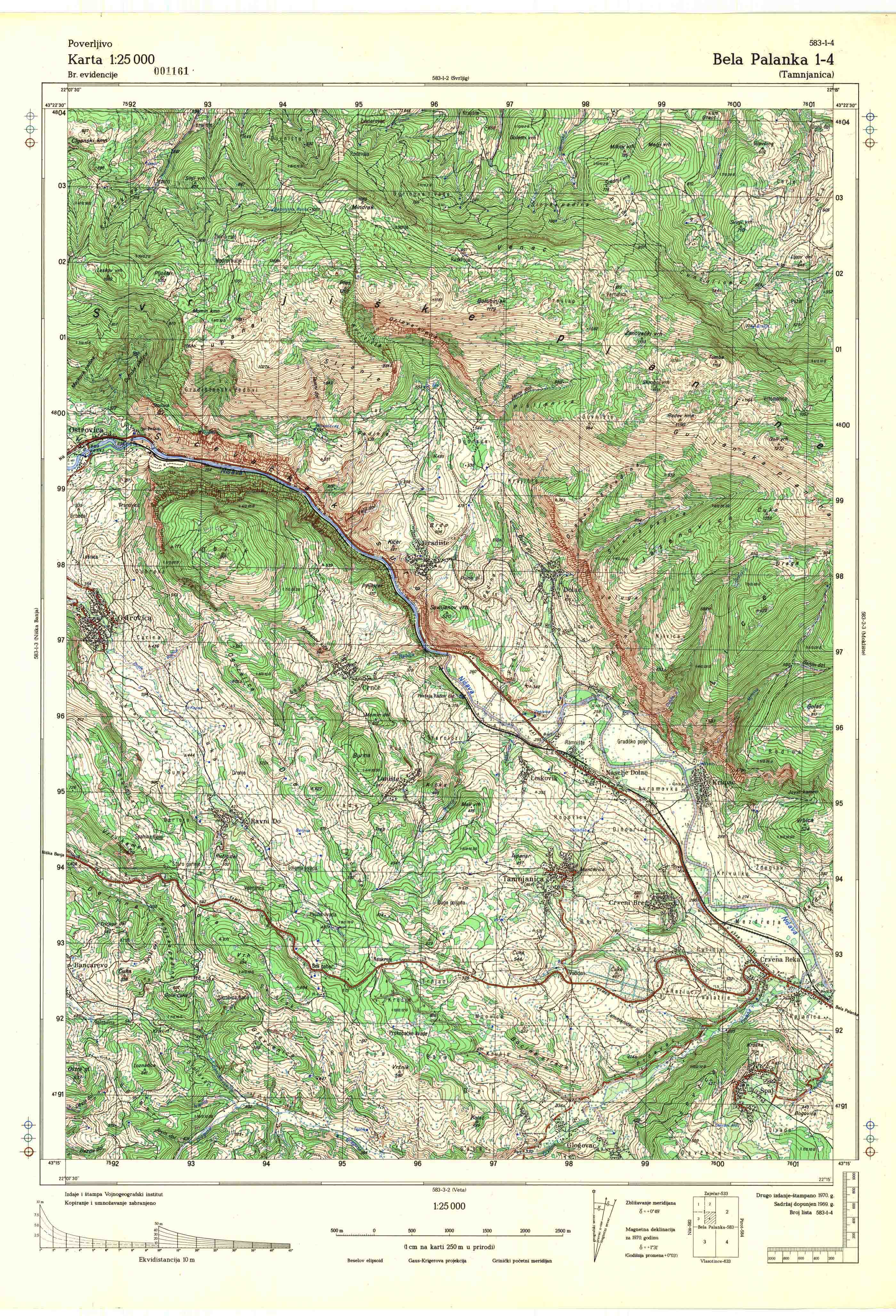  topografska karta srbije 25000 JNA  Niš