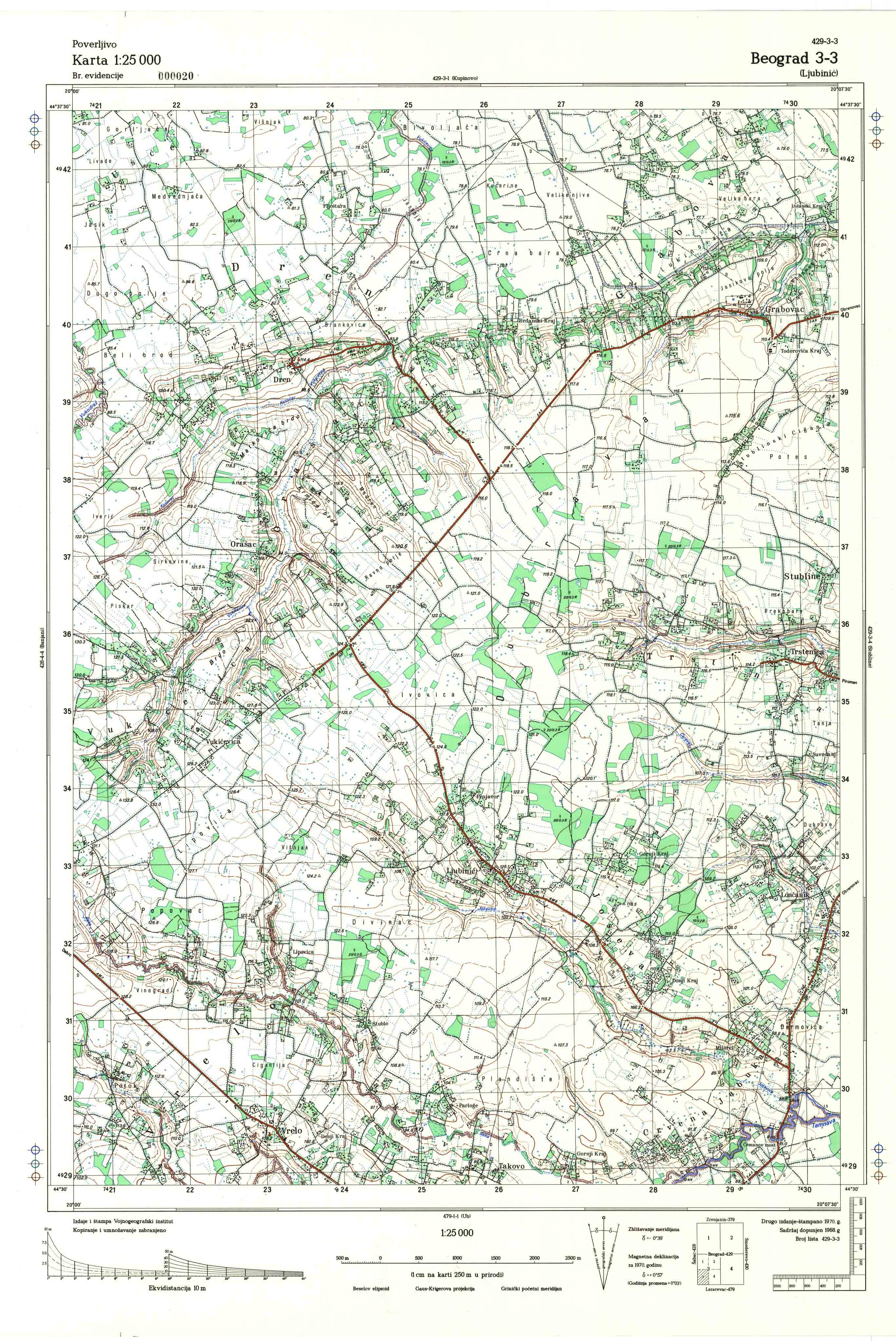  topografska karta srbije 25000 JNA  Beograd
