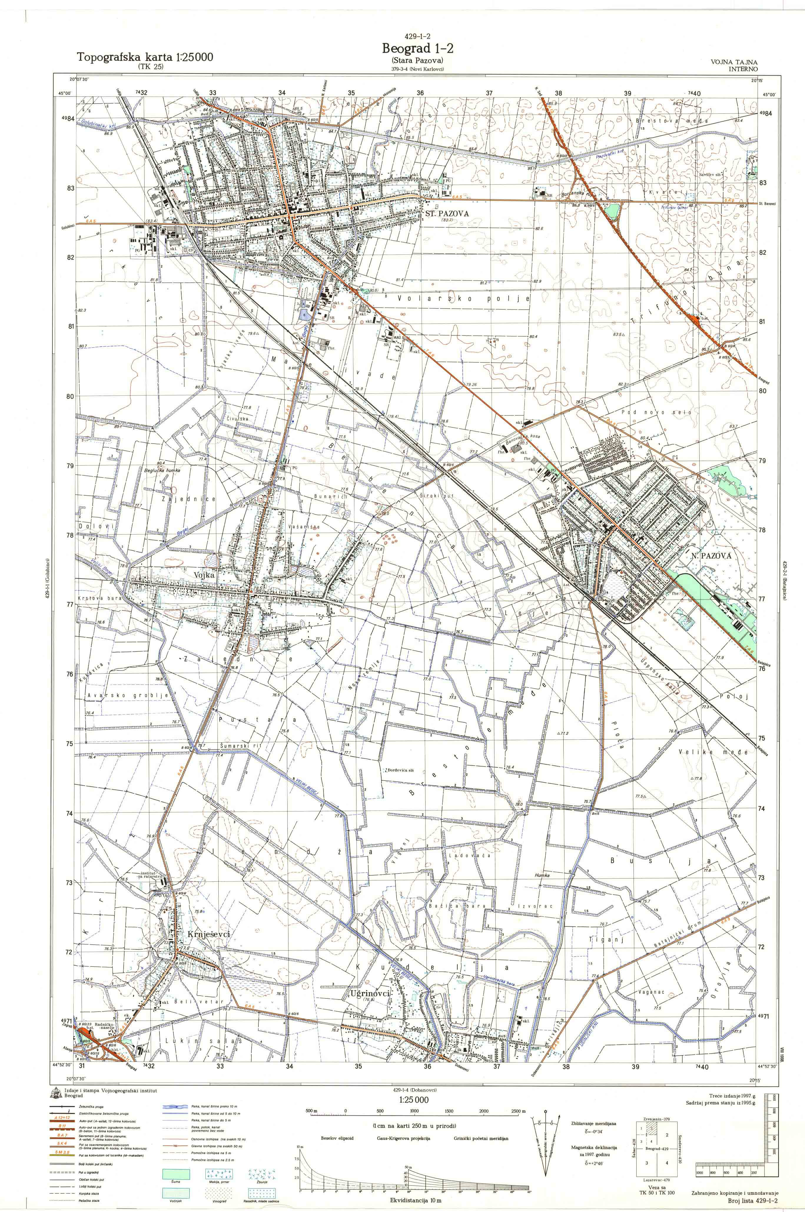  topografska karta srbije 25000 JNA  Beograd