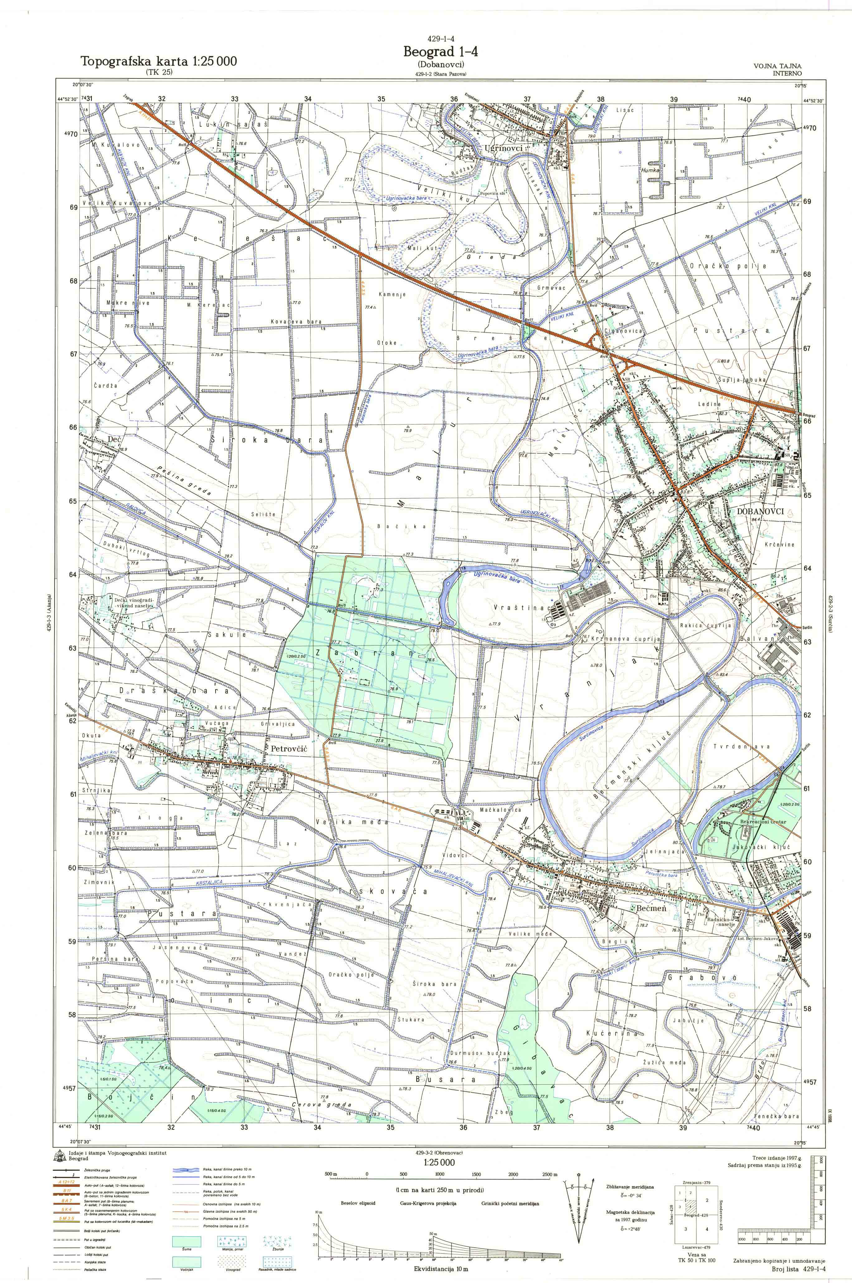  topografska karta srbije 25000 JNA  Beograd