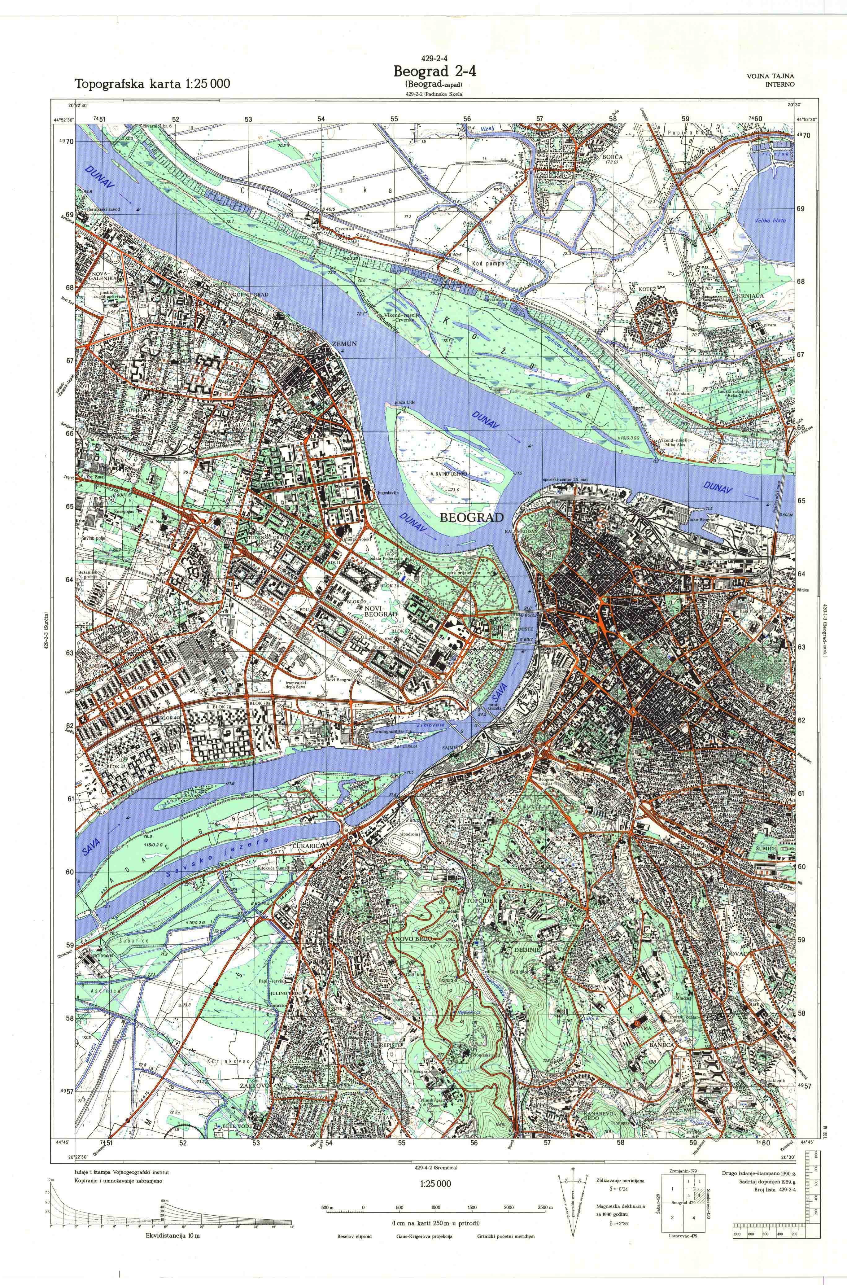  topografska karta srbije 25000 JNA  Beograd