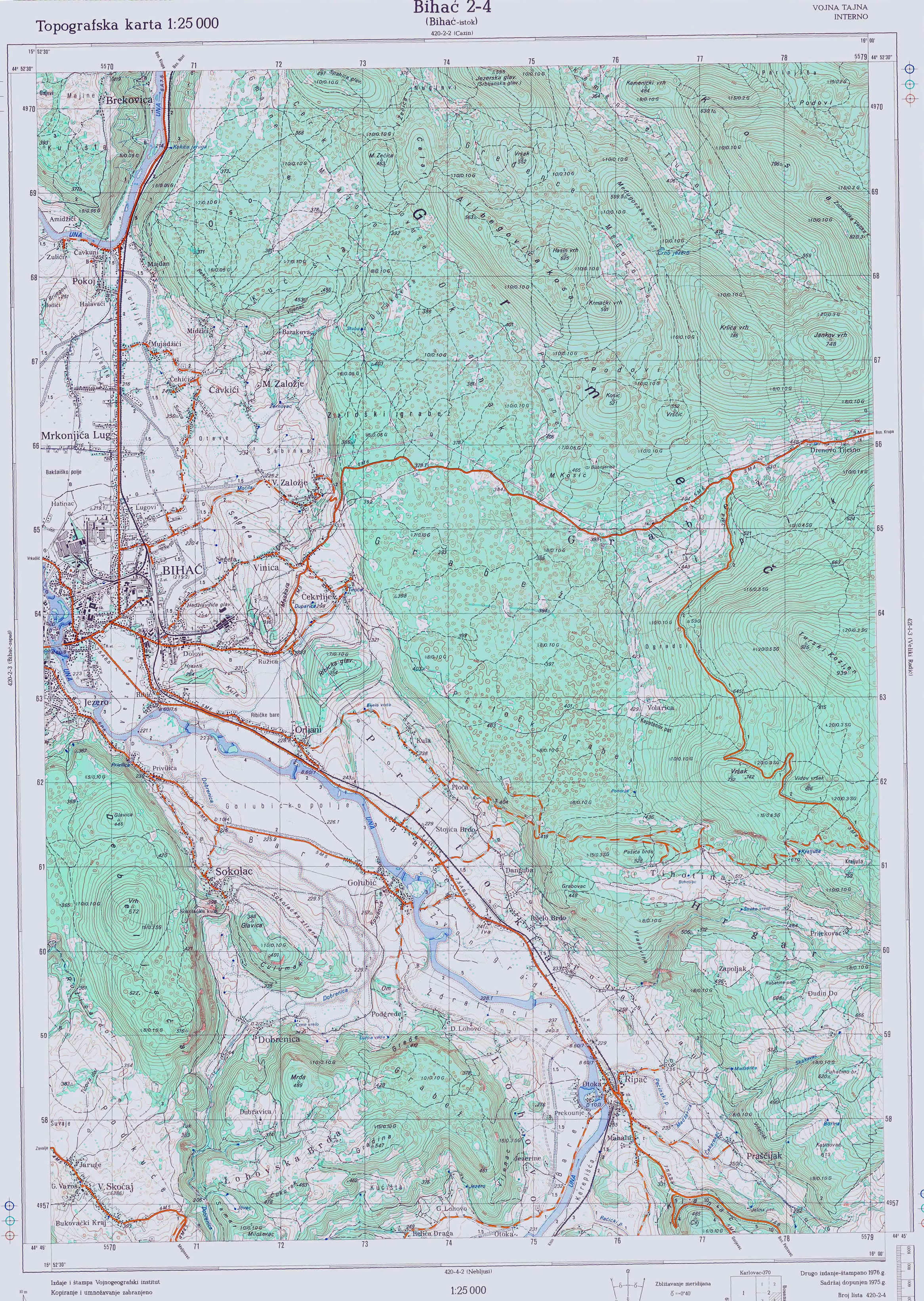  topografska karta BiH 25000 Bihać zapad