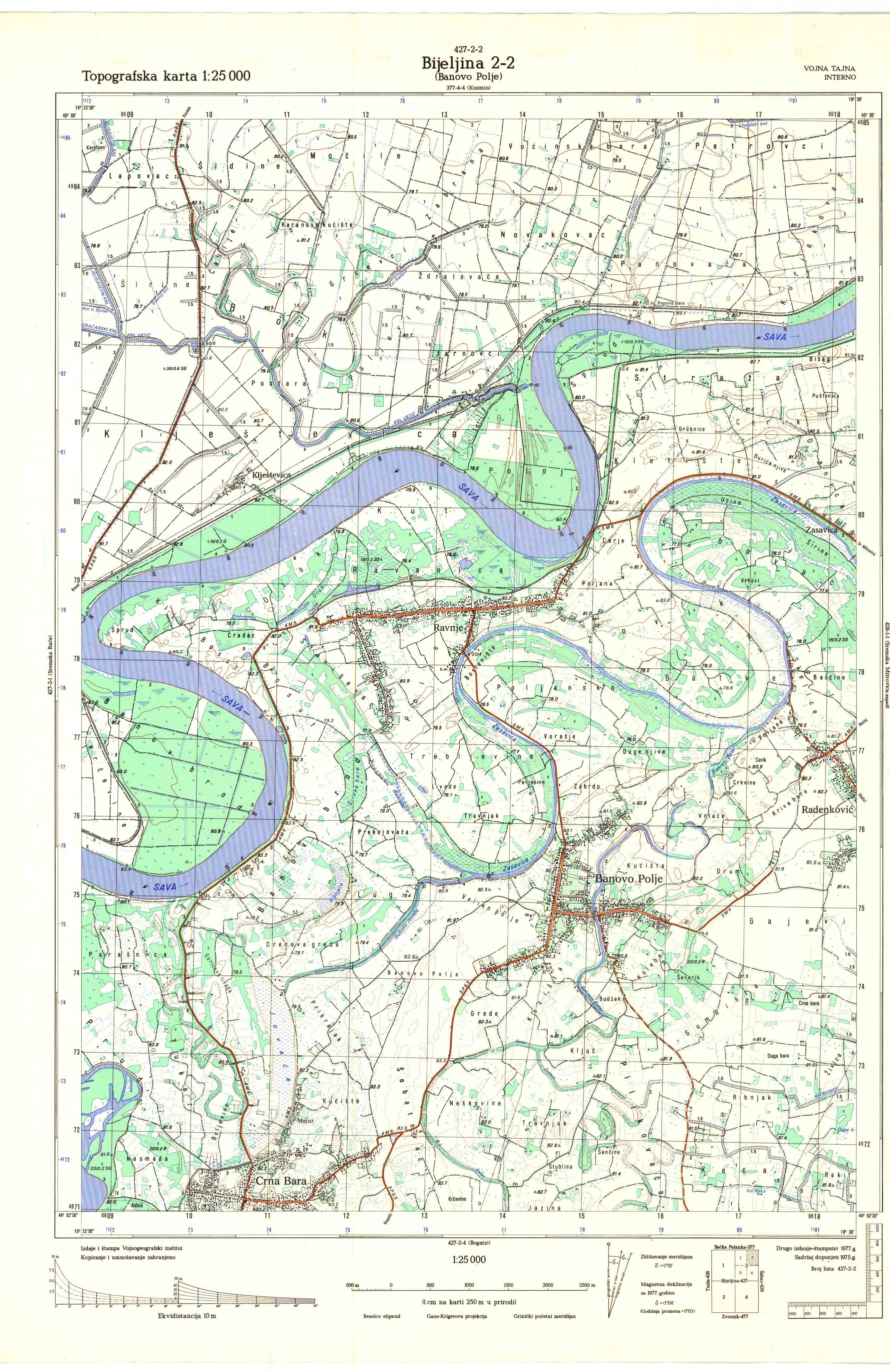  topografska karta srbije 25000 JNA  Bijeljina