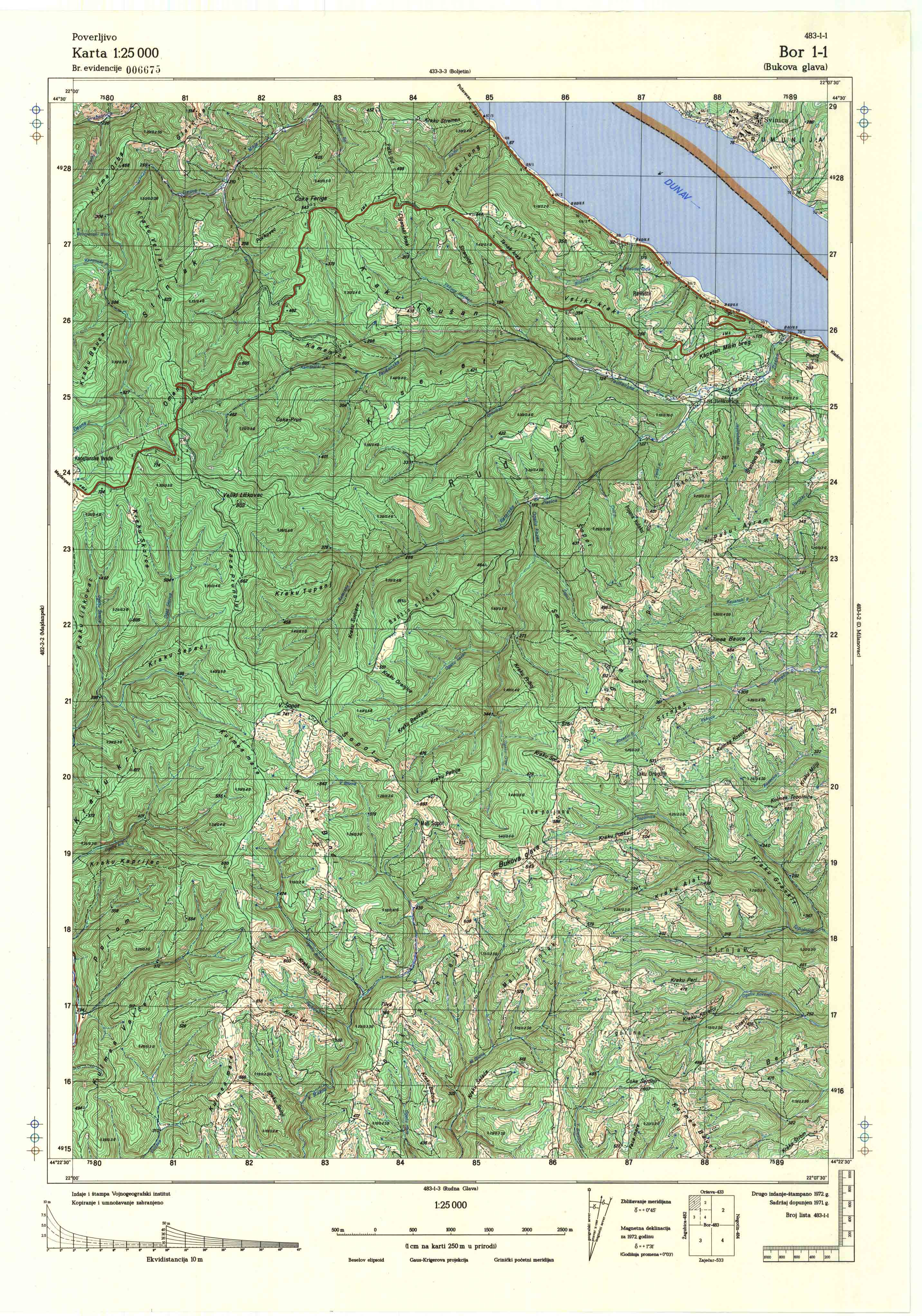  topografska karta srbije 25000 JNA  Bor