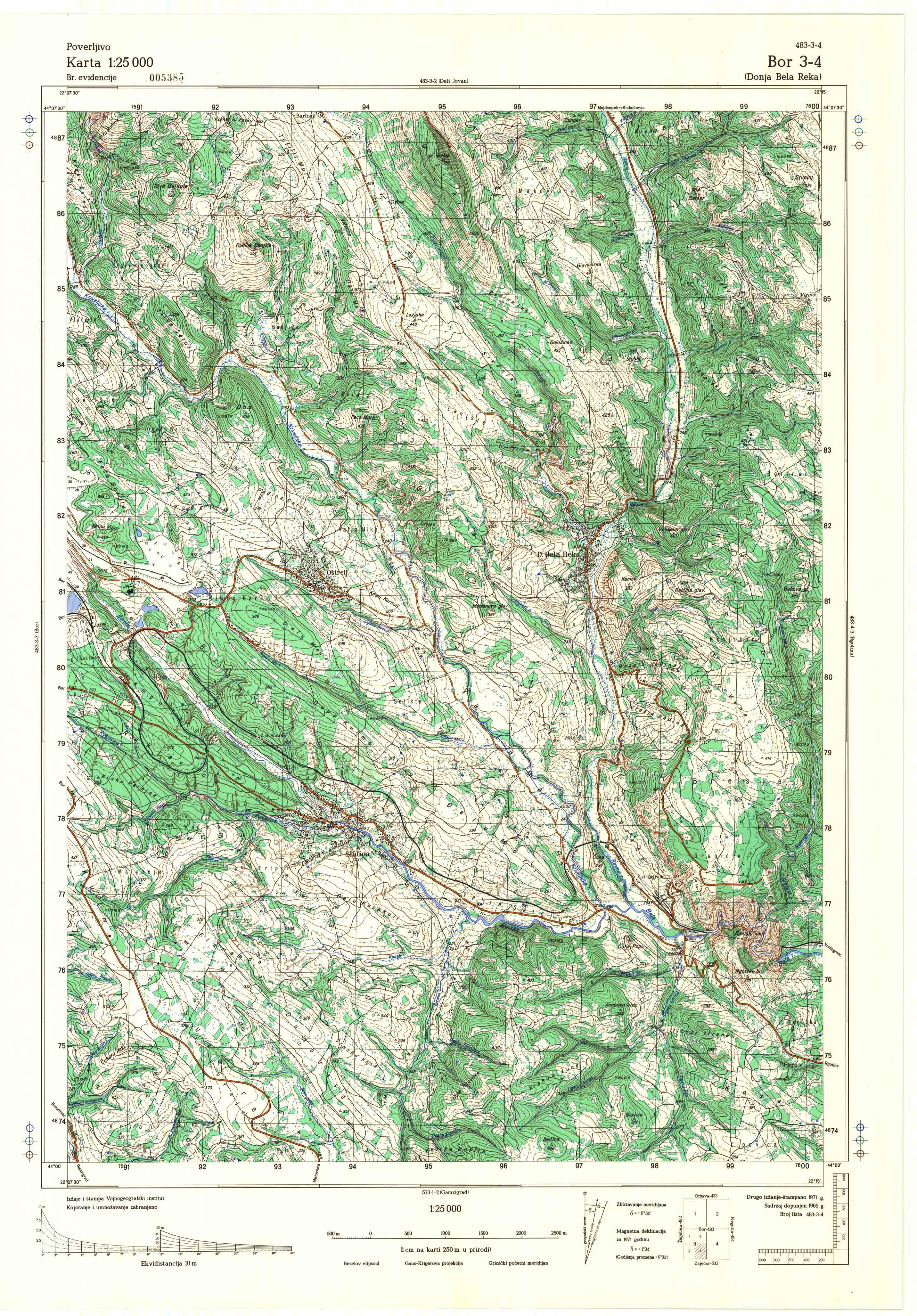  topografska karta srbije 25000 JNA  Bor