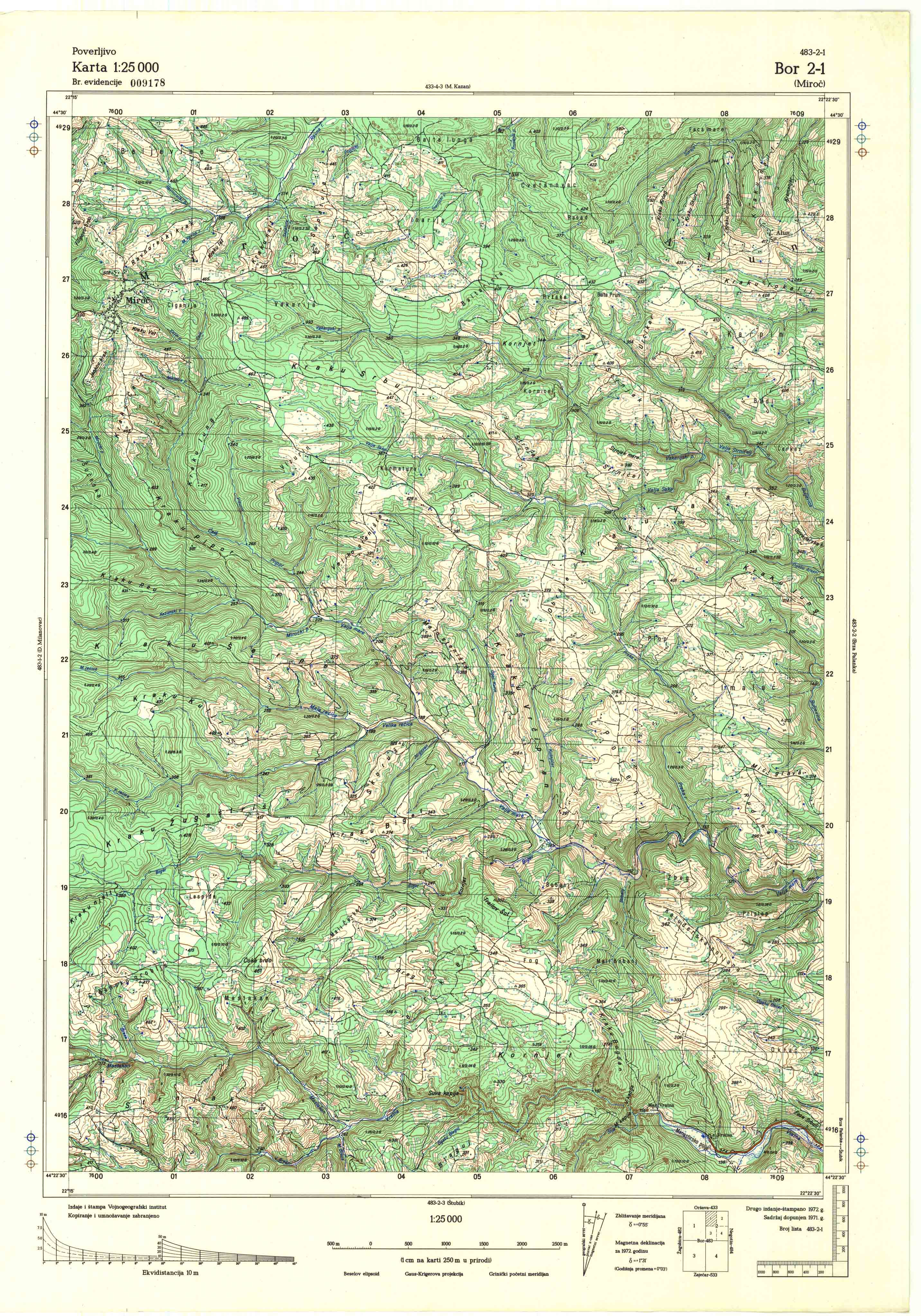  topografska karta srbije 25000 JNA  Bor