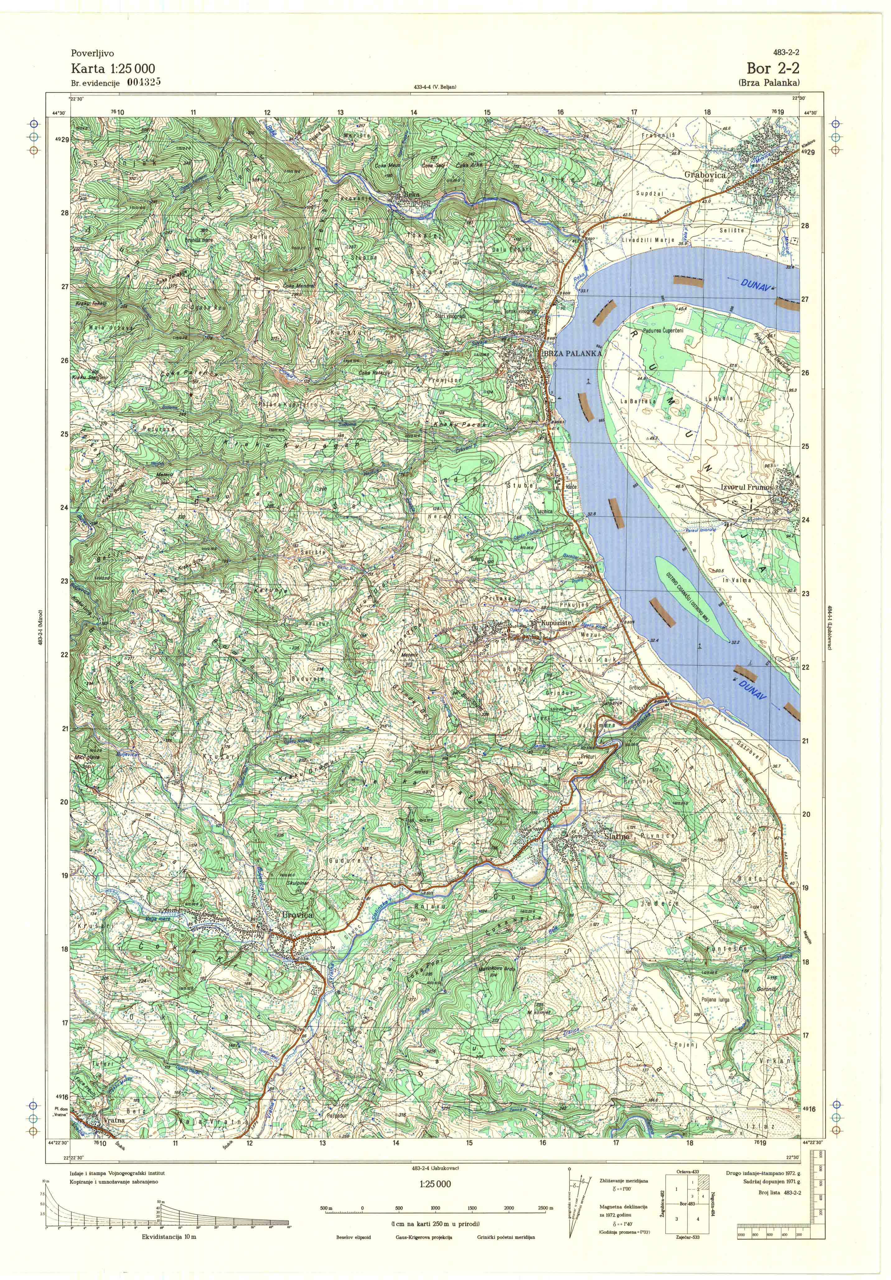  topografska karta srbije 25000 JNA  Bor