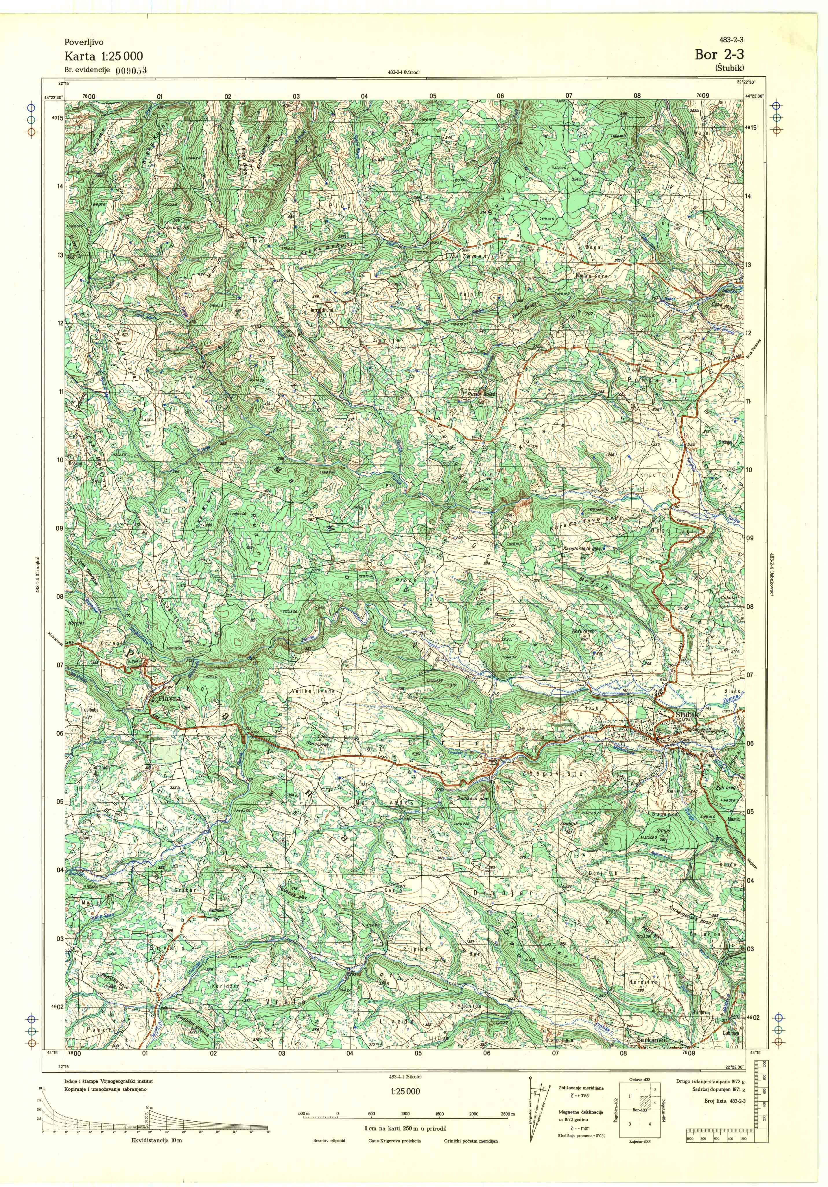  topografska karta srbije 25000 JNA  Bor