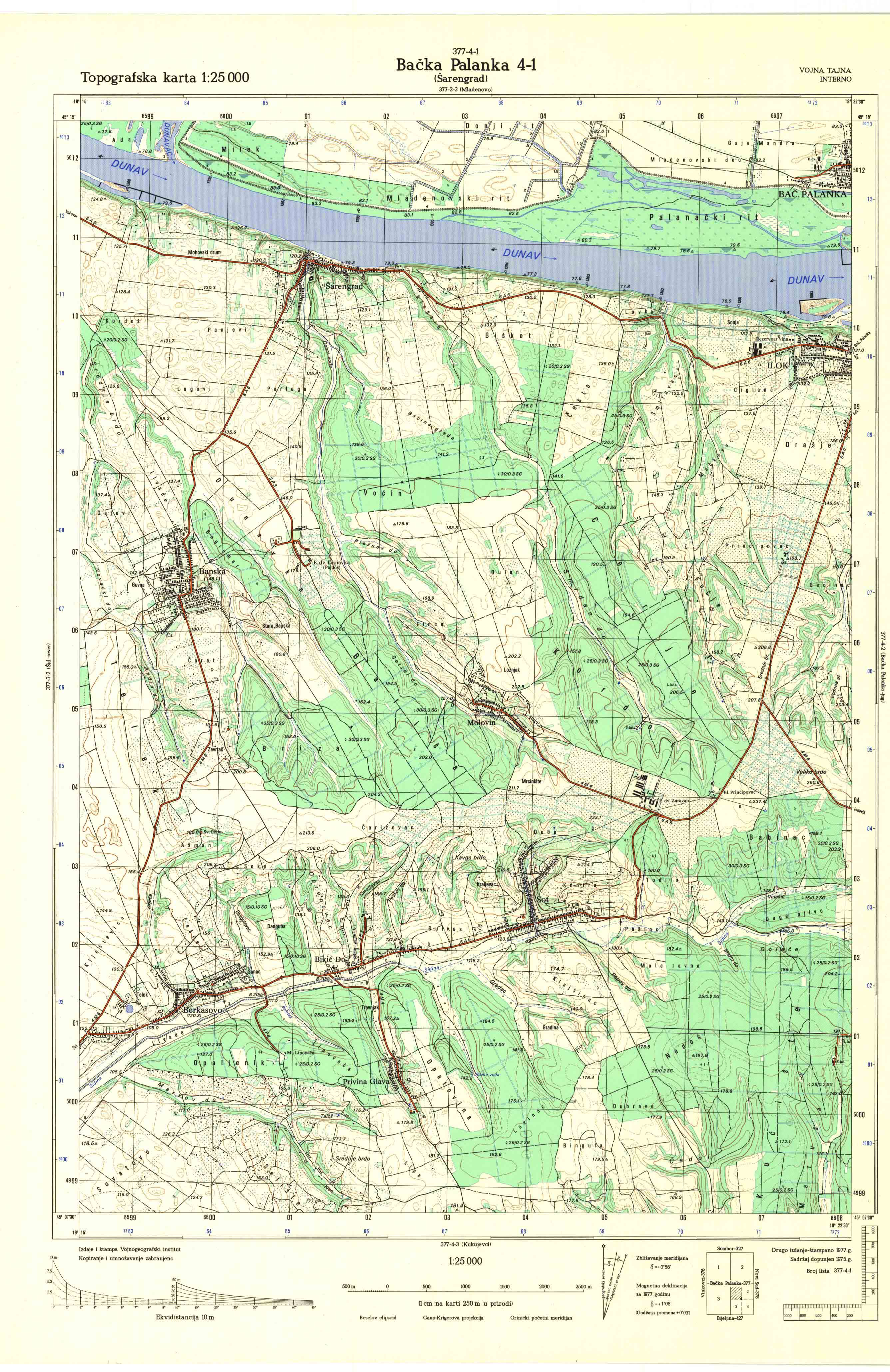  topografska karta srbije 25000 JNA  Bačka Palanka