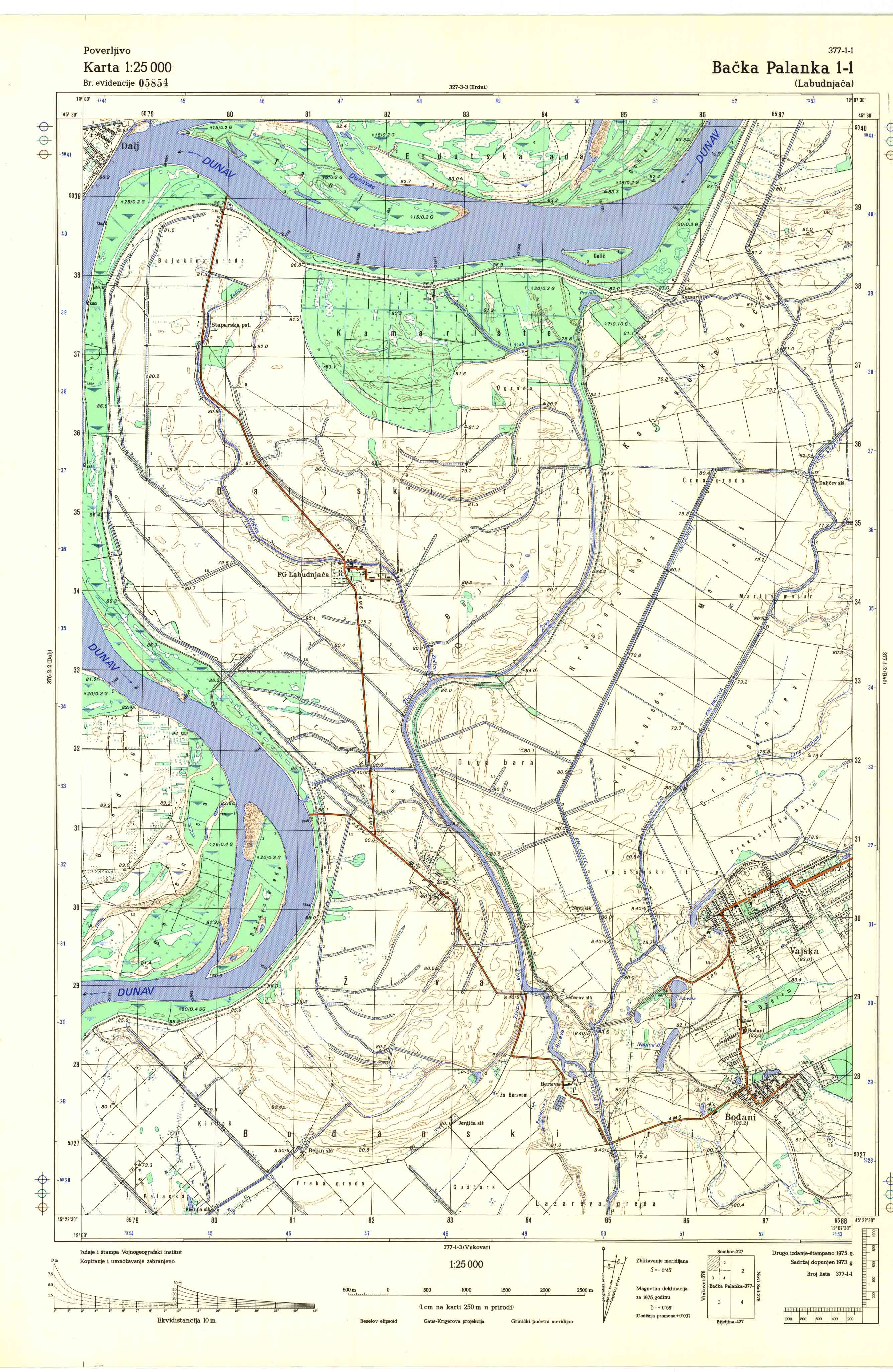  topografska karta srbije 25000 JNA  Bačka Palanka