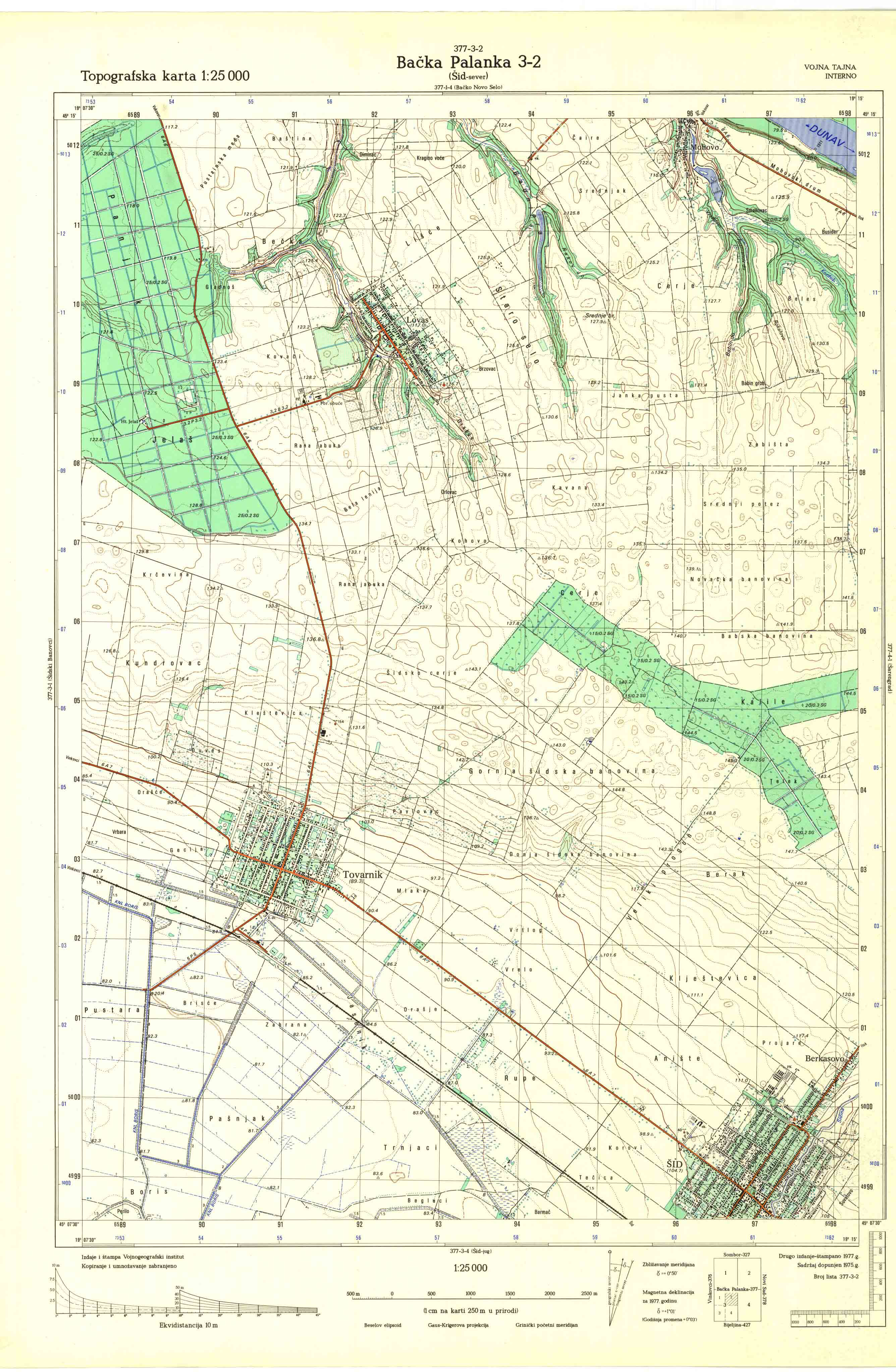  topografska karta srbije 25000 JNA  Bačka Palanka