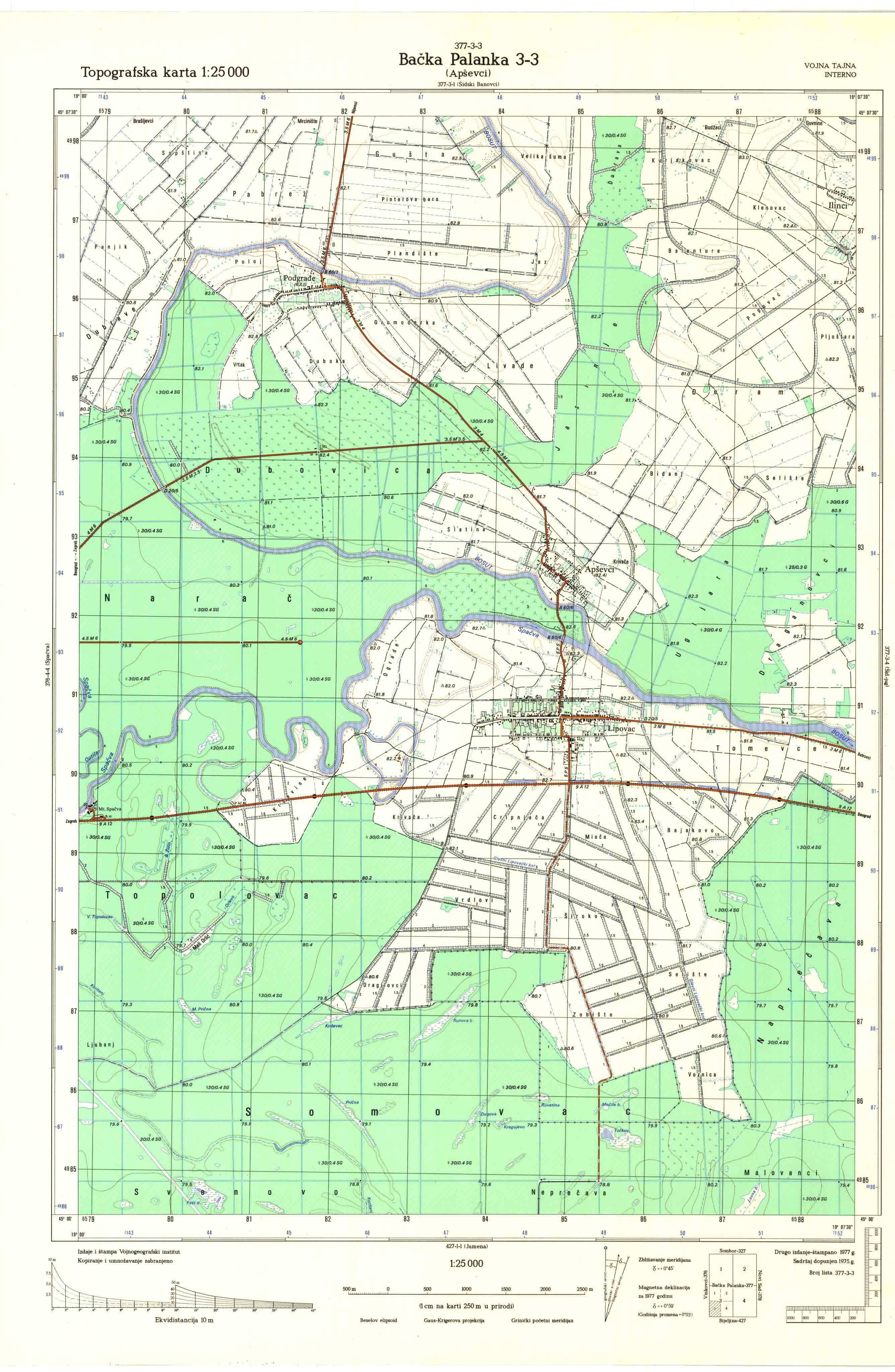  topografska karta srbije 25000 JNA  Bačka Palanka