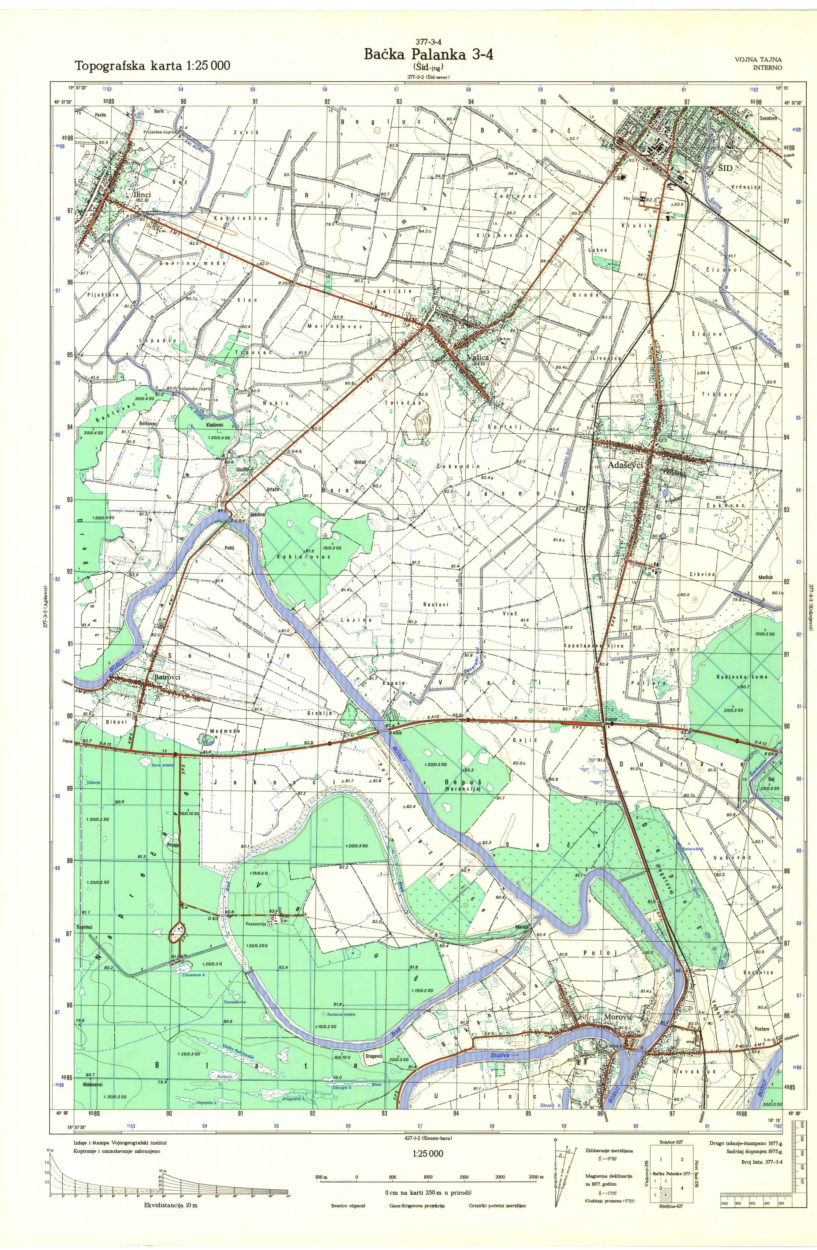  topografska karta srbije 25000 JNA  Bačka Palanka