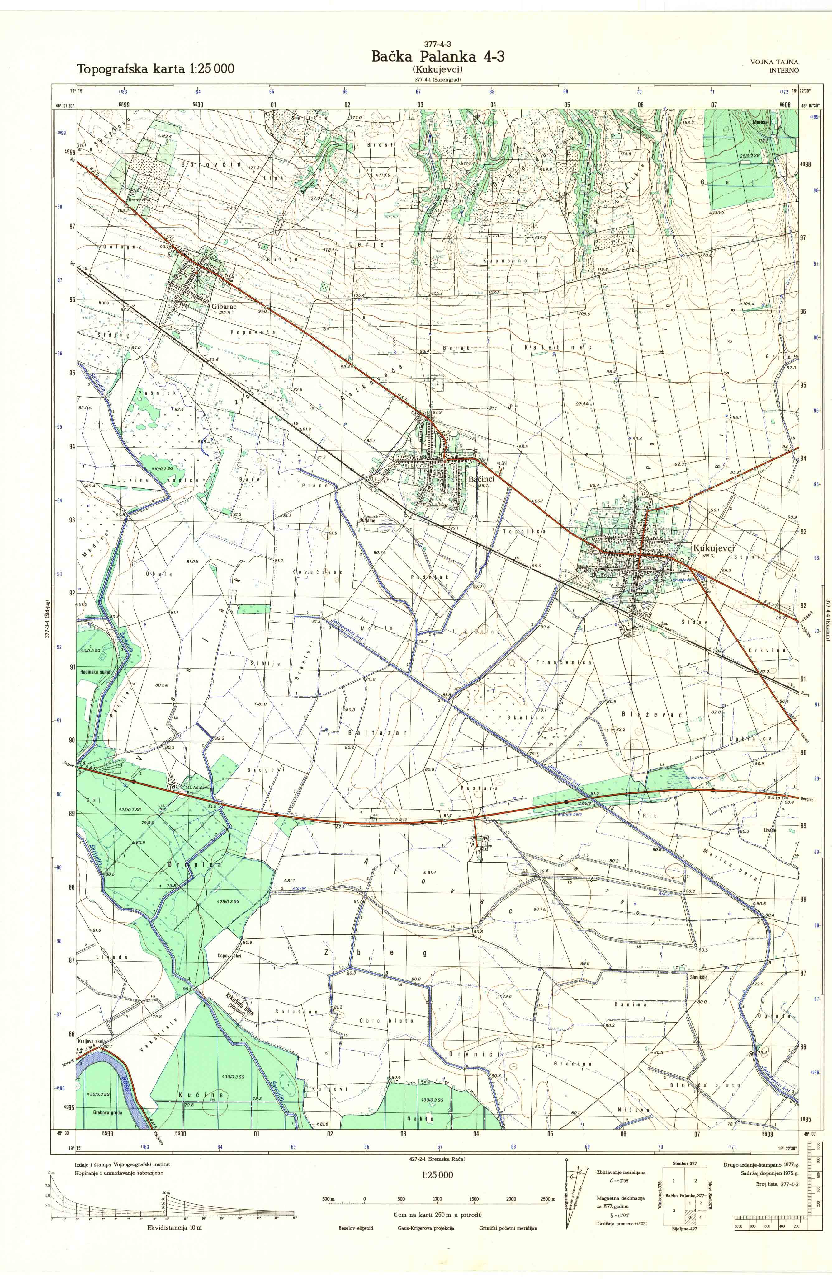  topografska karta srbije 25000 JNA  Bačka Palanka
