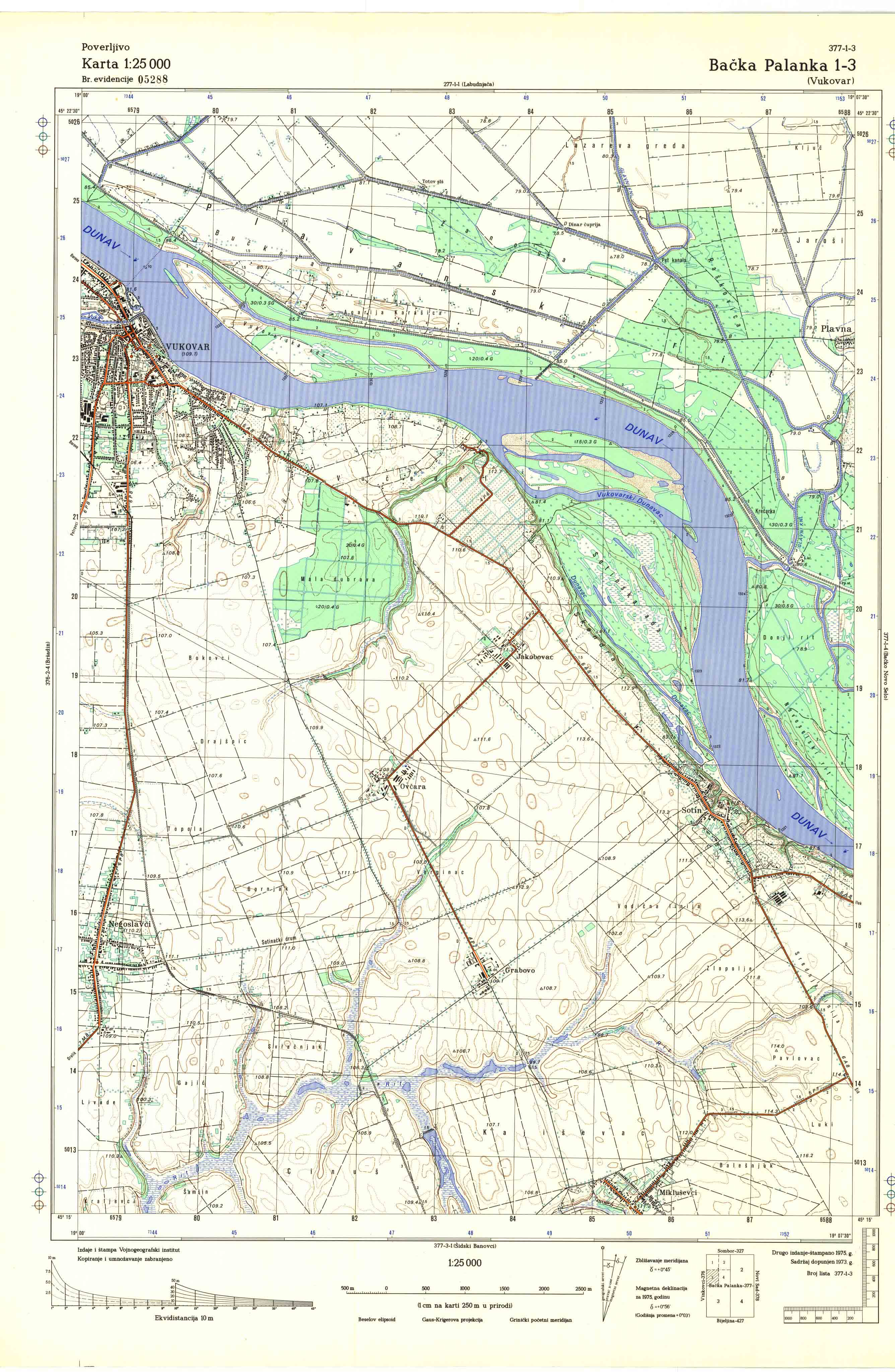  topografska karta srbije 25000 JNA  Bačka Palanka